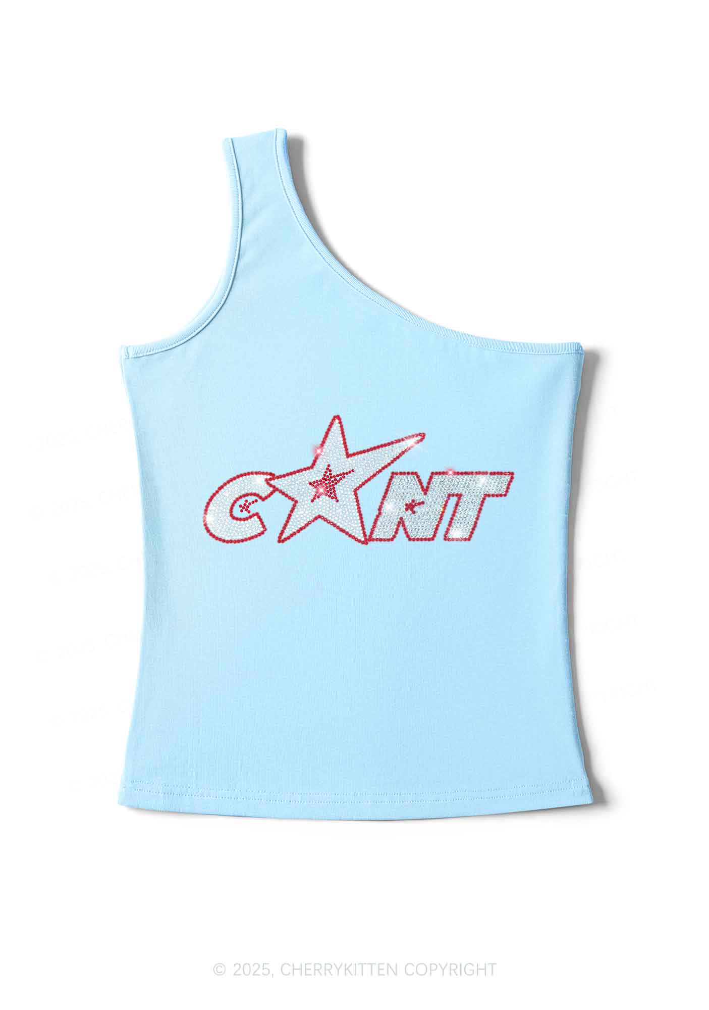 Rhinestone Star Cxxt Y2K One Shoulder Tank Top Cherrykitten - Image 5
