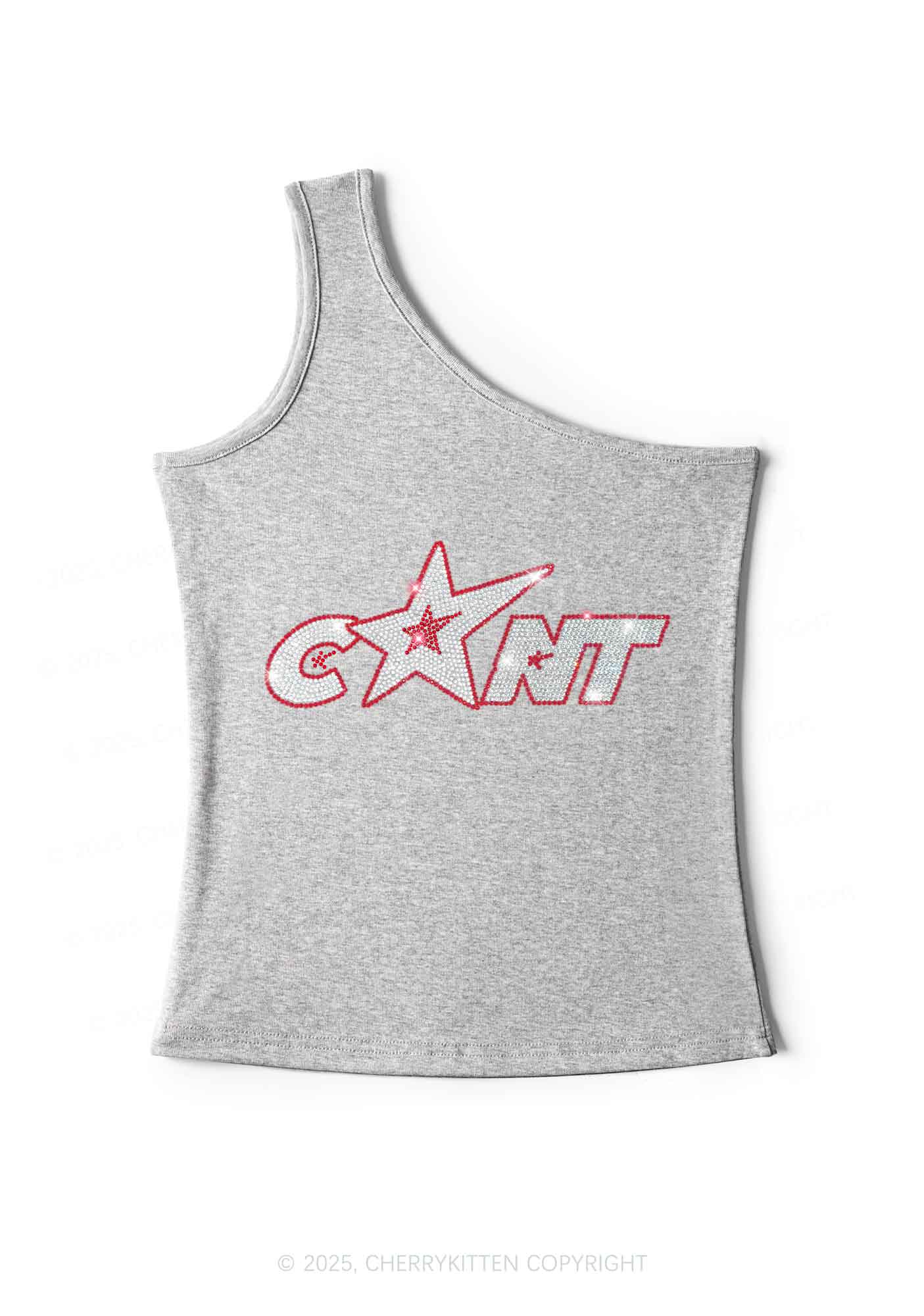 Rhinestone Star Cxxt Y2K One Shoulder Tank Top Cherrykitten - Image 6