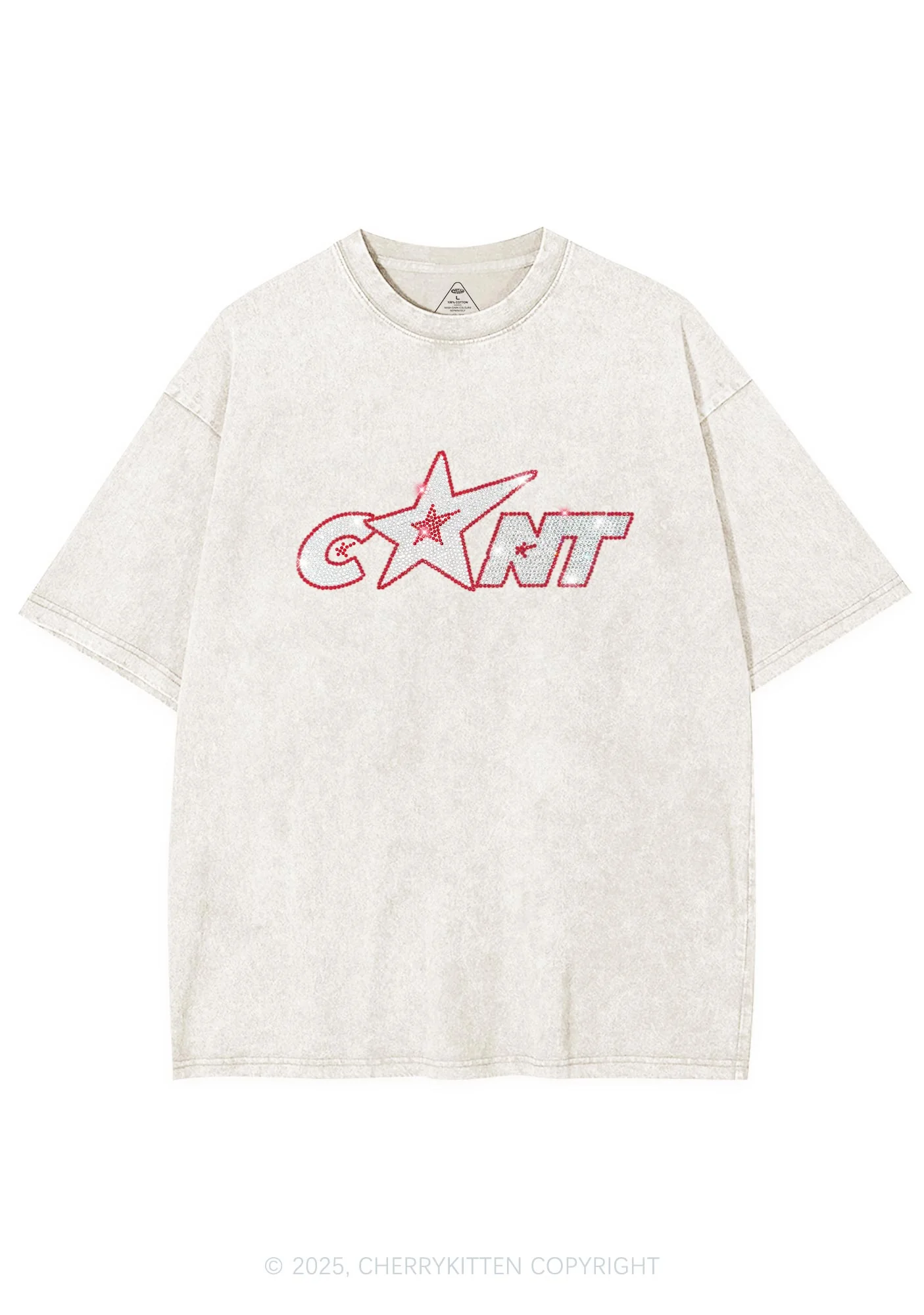 Rhinestone Star Cxxt Y2K Shirts Washed Tee Cherrykitten - Image 4