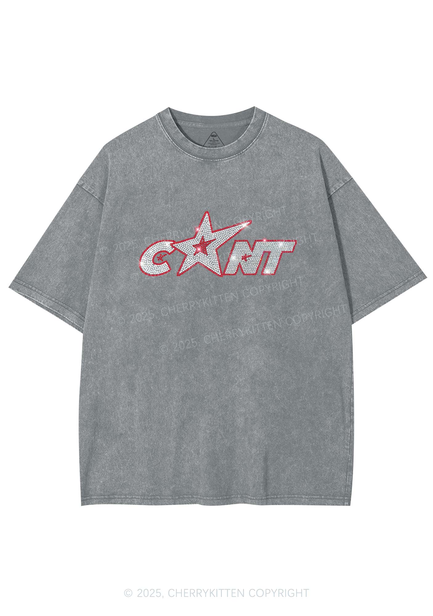 Rhinestone Star Cxxt Y2K Shirts Washed Tee Cherrykitten - Image 6
