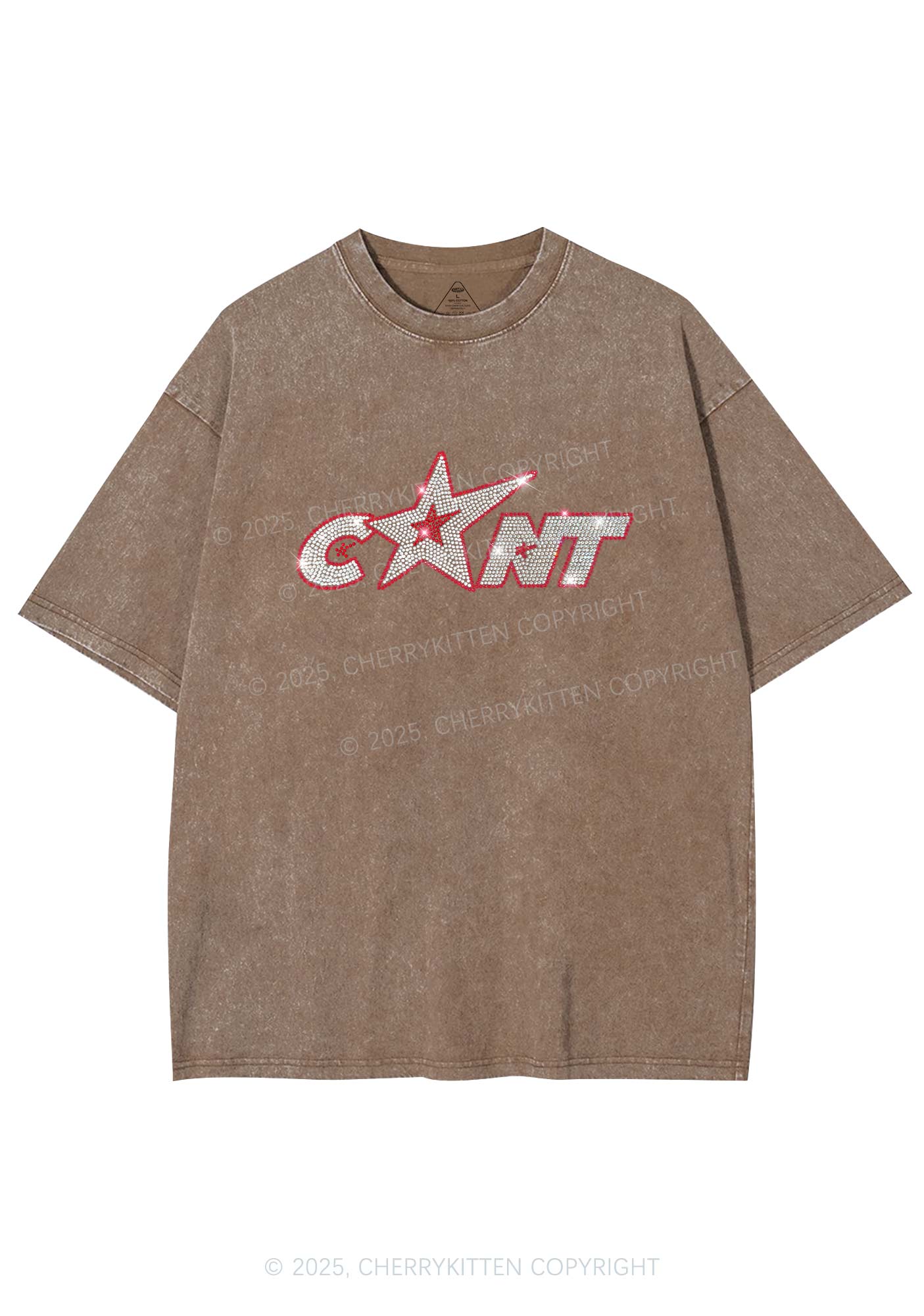 Rhinestone Star Cxxt Y2K Shirts Washed Tee Cherrykitten - Image 7