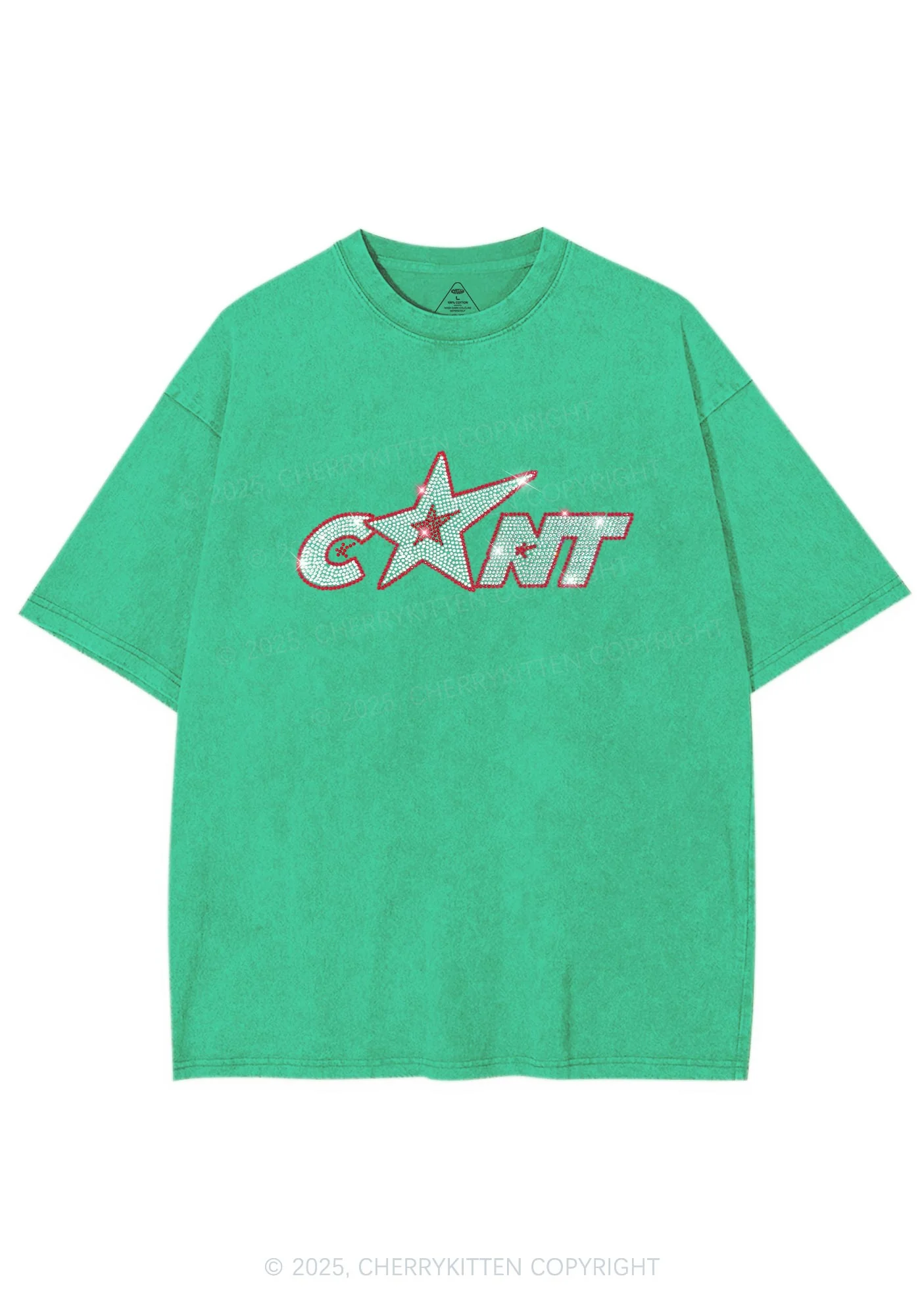 Rhinestone Star Cxxt Y2K Shirts Washed Tee Cherrykitten - Image 8