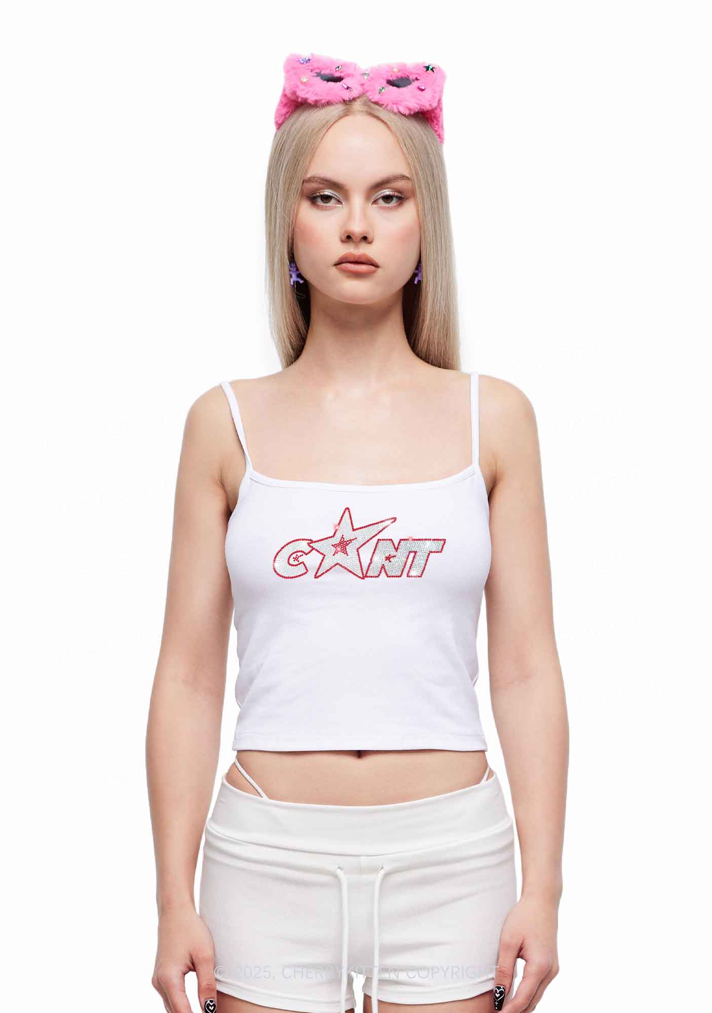 Rhinestone Star Cxxt Y2K Spaghetti Strap Cami Cherrykitten - Image 2