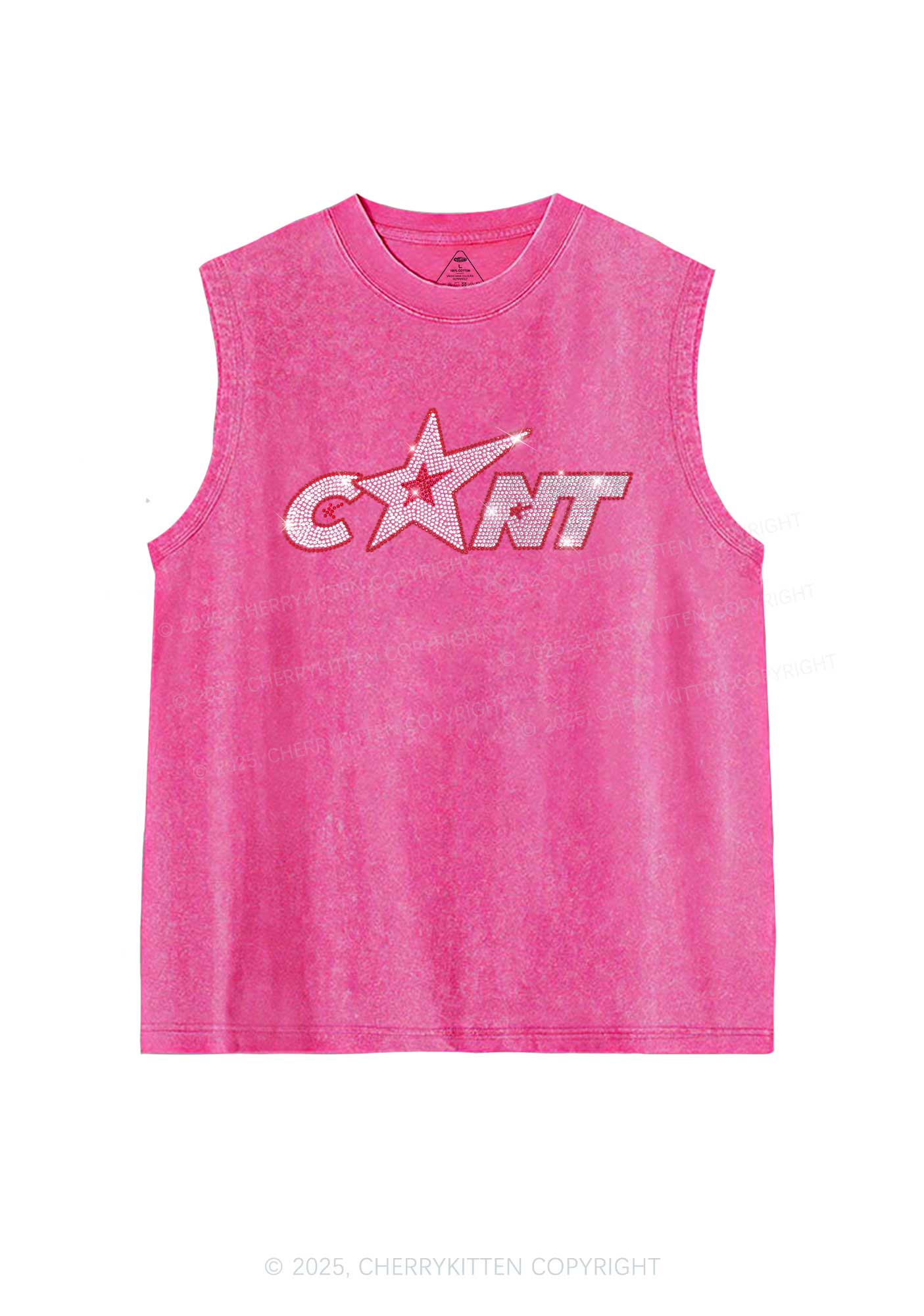 Rhinestone Star Cxxt Y2K Washed Muscle Tank Cherrykitten - Image 4