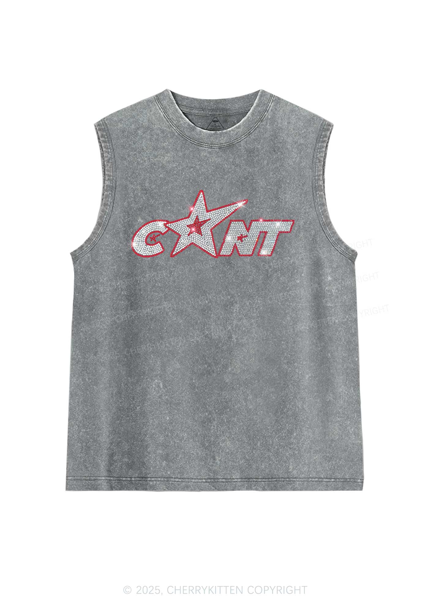 Rhinestone Star Cxxt Y2K Washed Muscle Tank Cherrykitten - Image 5
