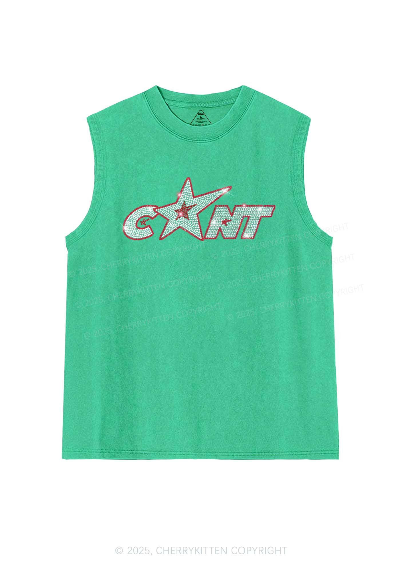 Rhinestone Star Cxxt Y2K Washed Muscle Tank Cherrykitten - Image 7