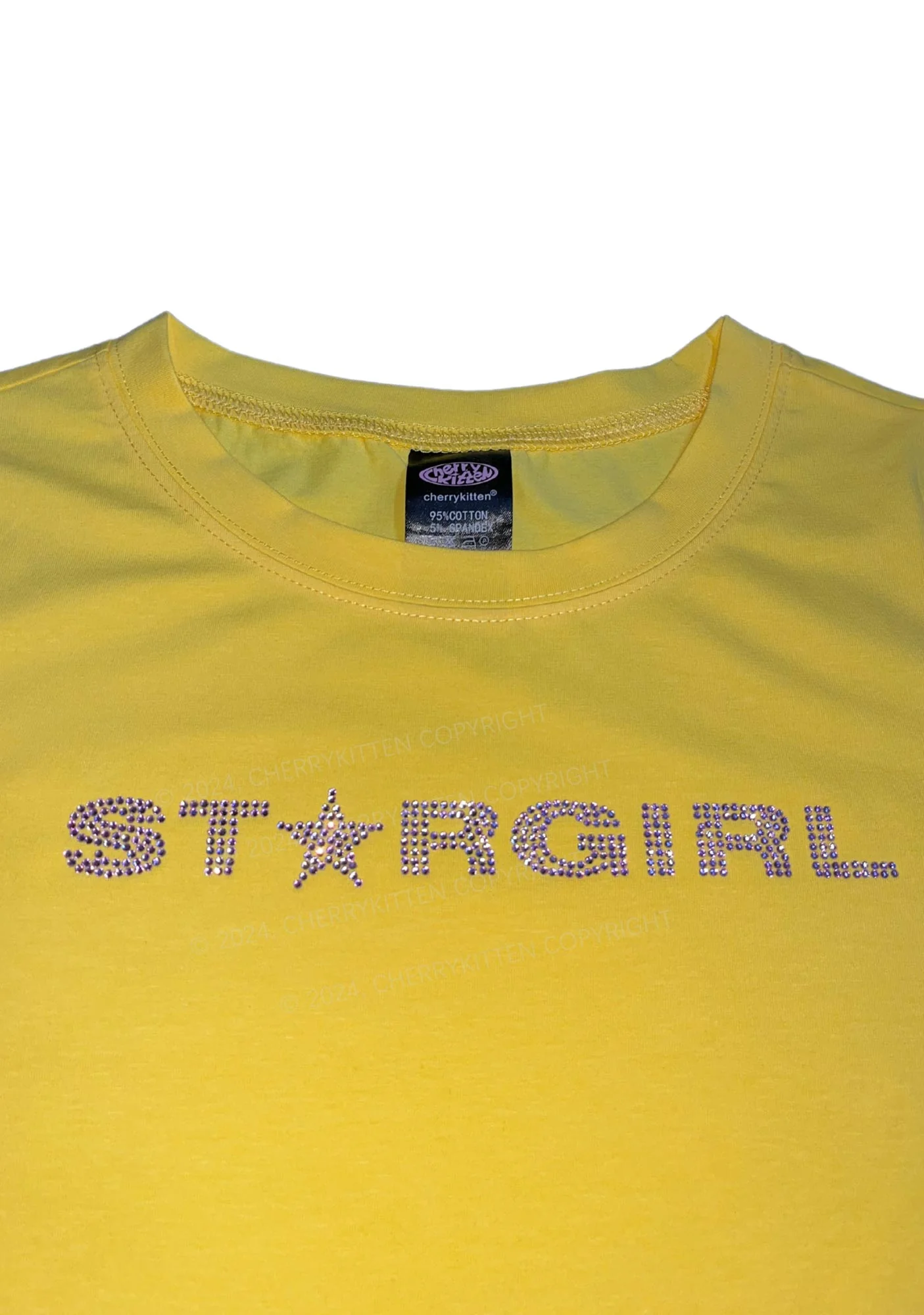 Rhinestone Stargirl Y2K Baby Tee Cherrykitten - Image 2