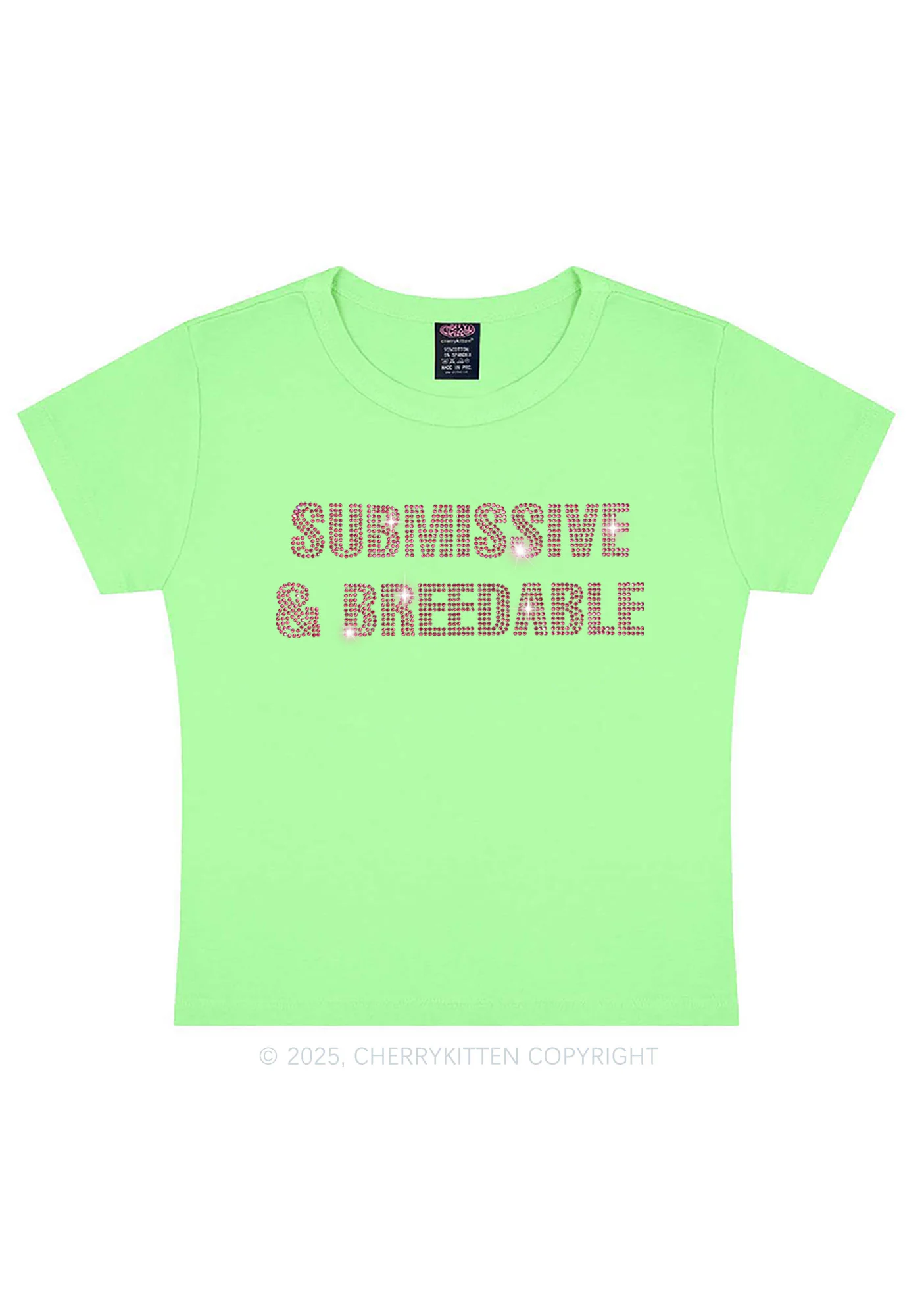 Rhinestone Submissive And Breedable Y2K Baby Tee Cherrykitten - Image 10