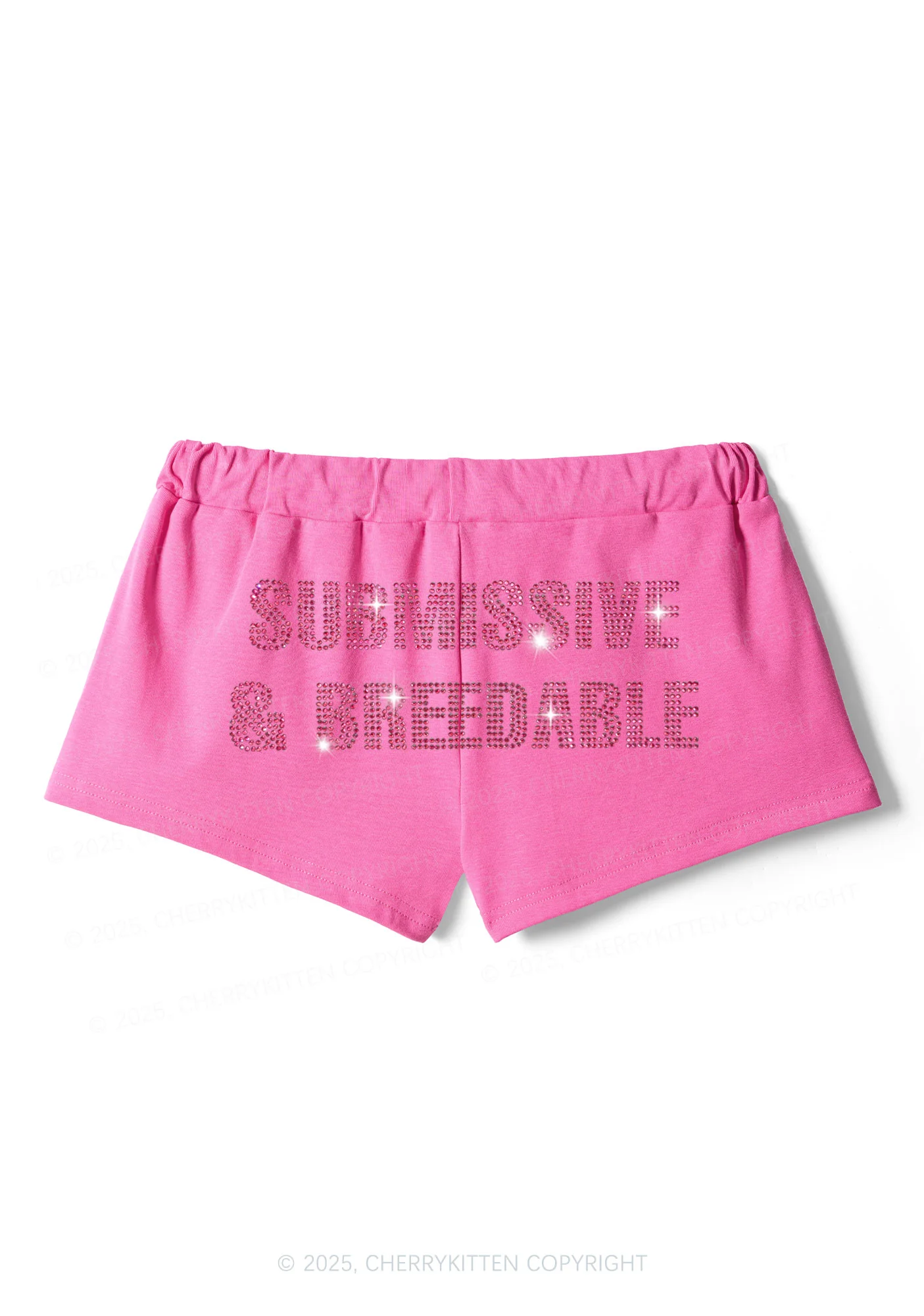 Rhinestone Submissive And Breedable Y2K Drawstring Mini Shorts Cherrykitten - Image 4