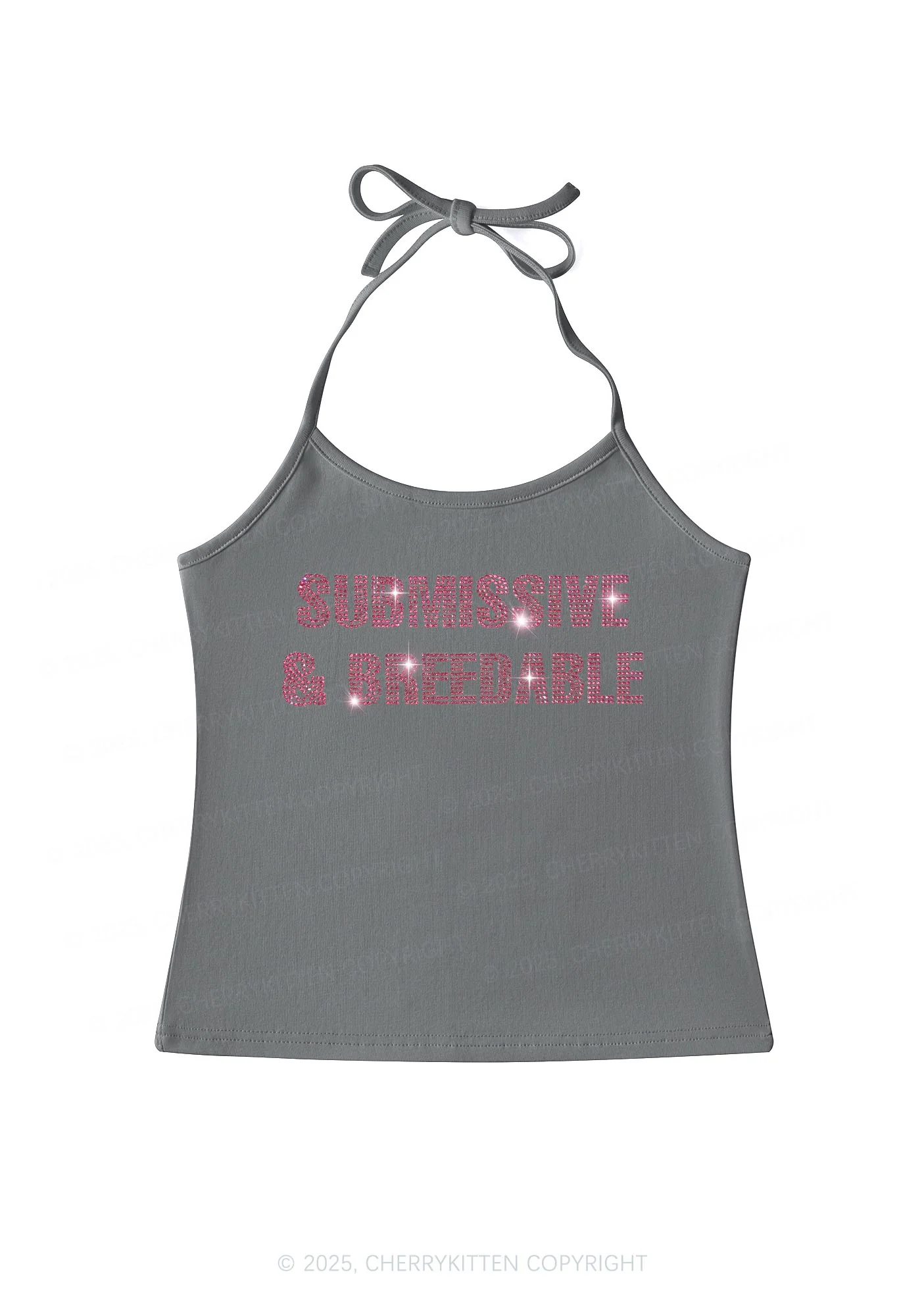 Rhinestone Submissive And Breedable Y2K Halter Neck Cami Cherrykitten - Image 7
