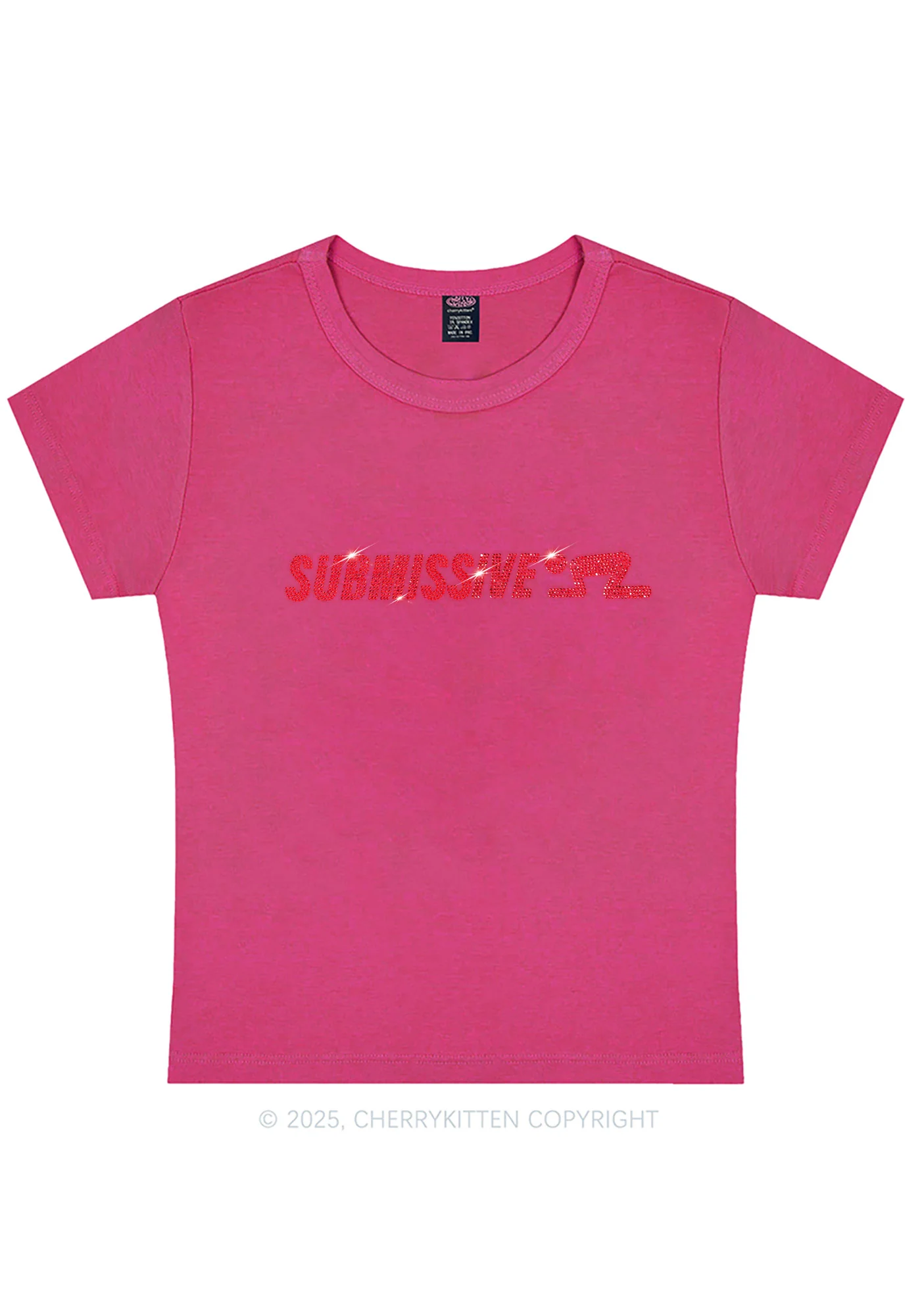 Rhinestone Submissive Man Y2K Baby Tee Cherrykitten - Image 12