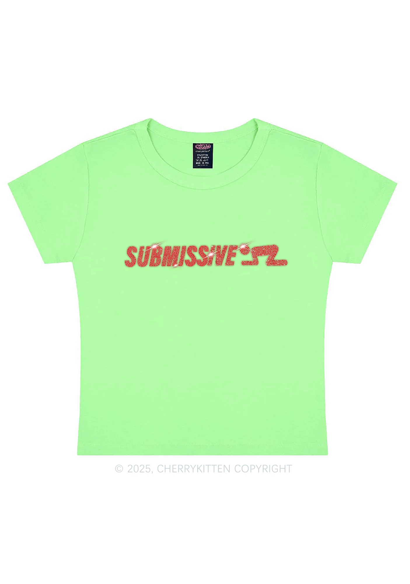 Rhinestone Submissive Man Y2K Baby Tee Cherrykitten - Image 7
