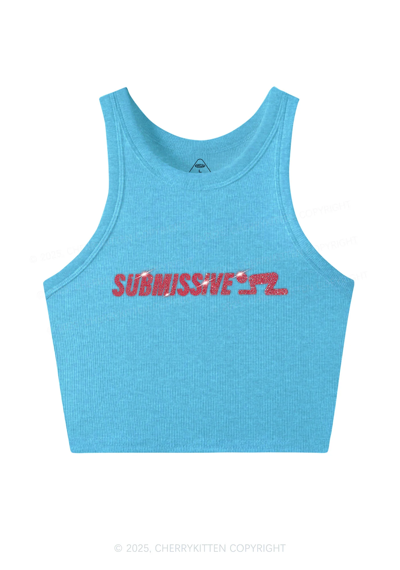 Rhinestone Submissive Man Y2K Crop Tank Top Cherrykitten - Image 4