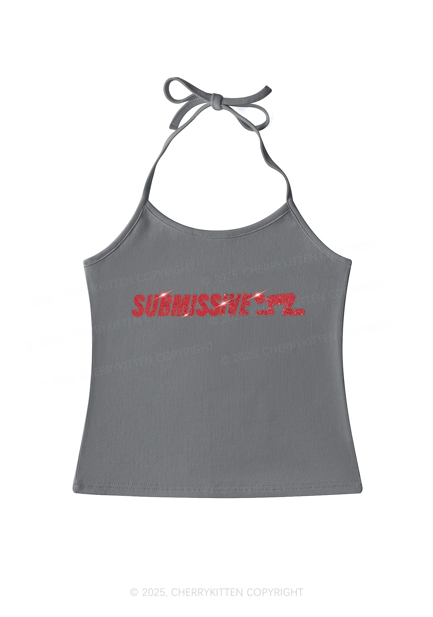 Rhinestone Submissive Man Y2K Halter Neck Cami Cherrykitten - Image 7
