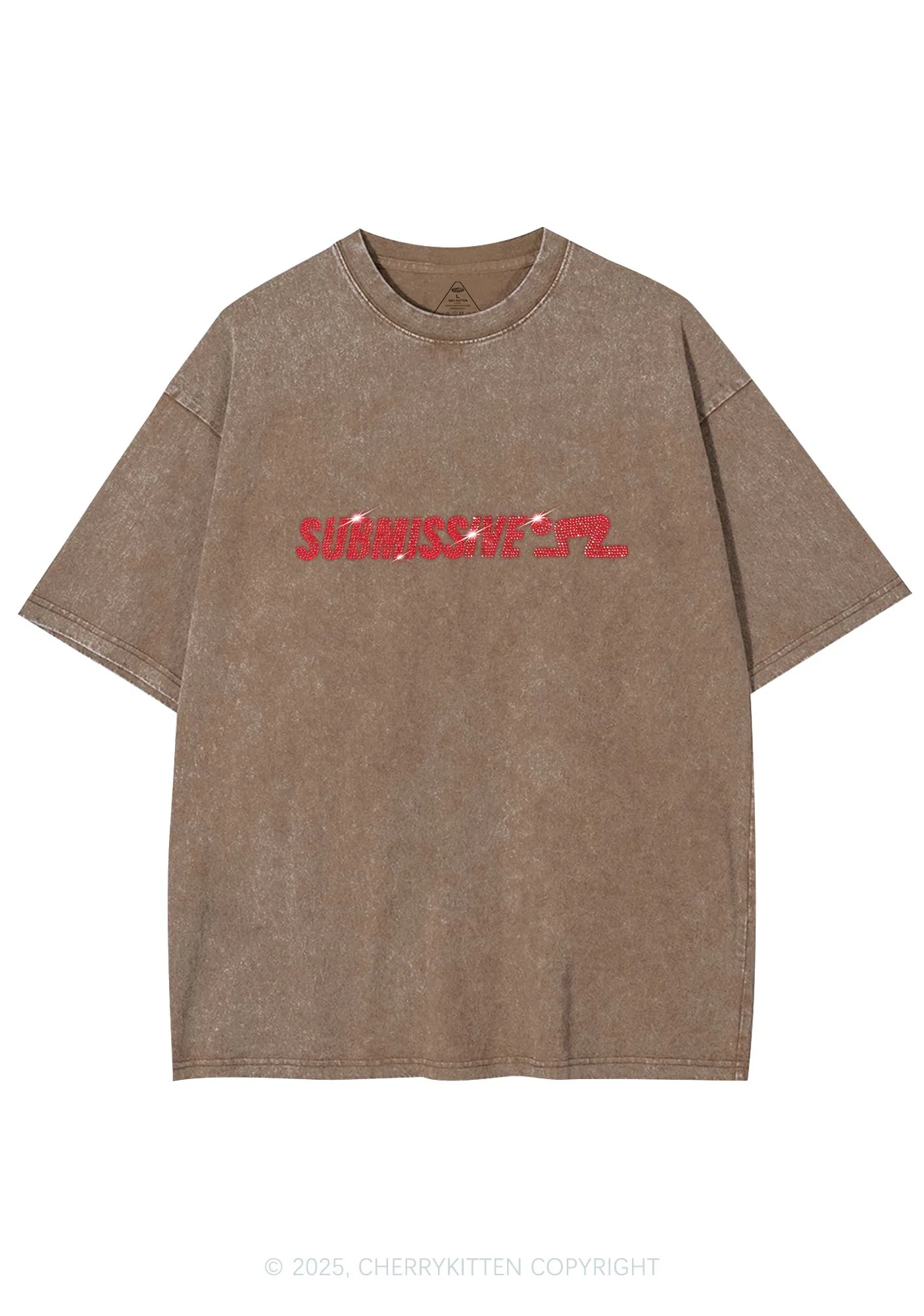 Rhinestone Submissive Man Y2K Shirts Washed Tee Cherrykitten - Image 7