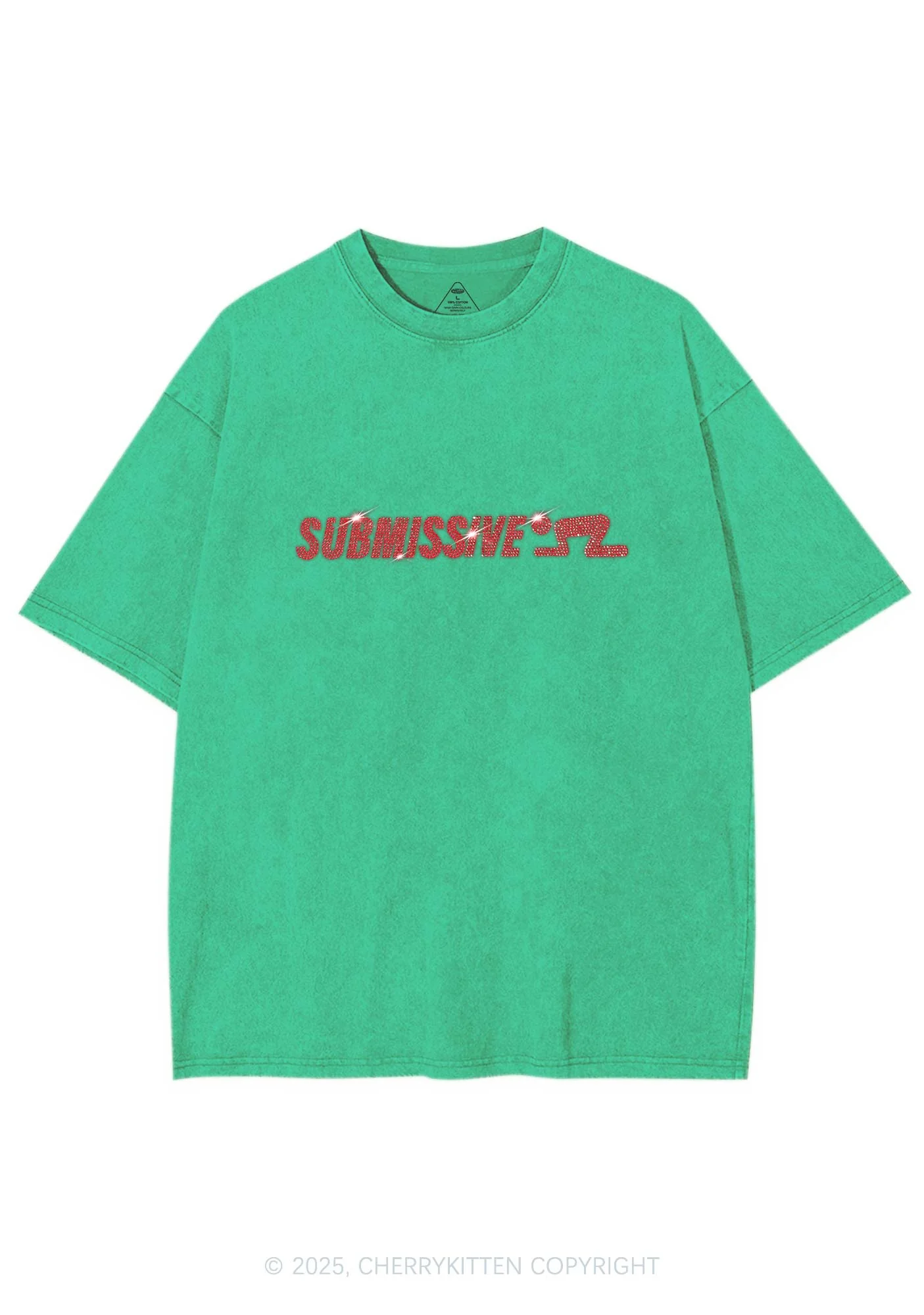 Rhinestone Submissive Man Y2K Shirts Washed Tee Cherrykitten - Image 8