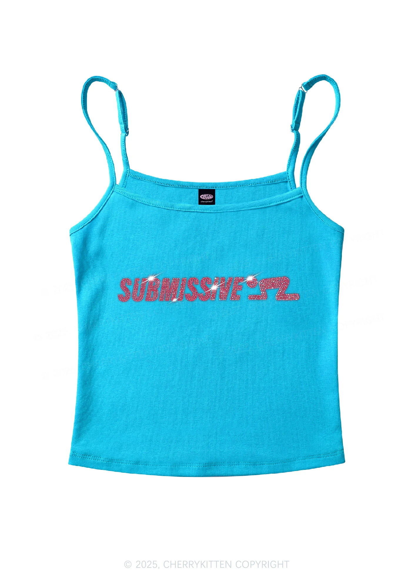 Rhinestone Submissive Man Y2K Spaghetti Strap Cami Cherrykitten - Image 5