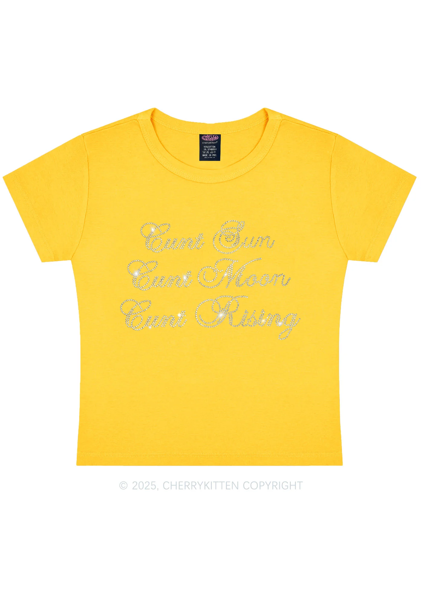 Rhinestone Sun Moon Rising Y2K Baby Tee Cherrykitten - Image 8