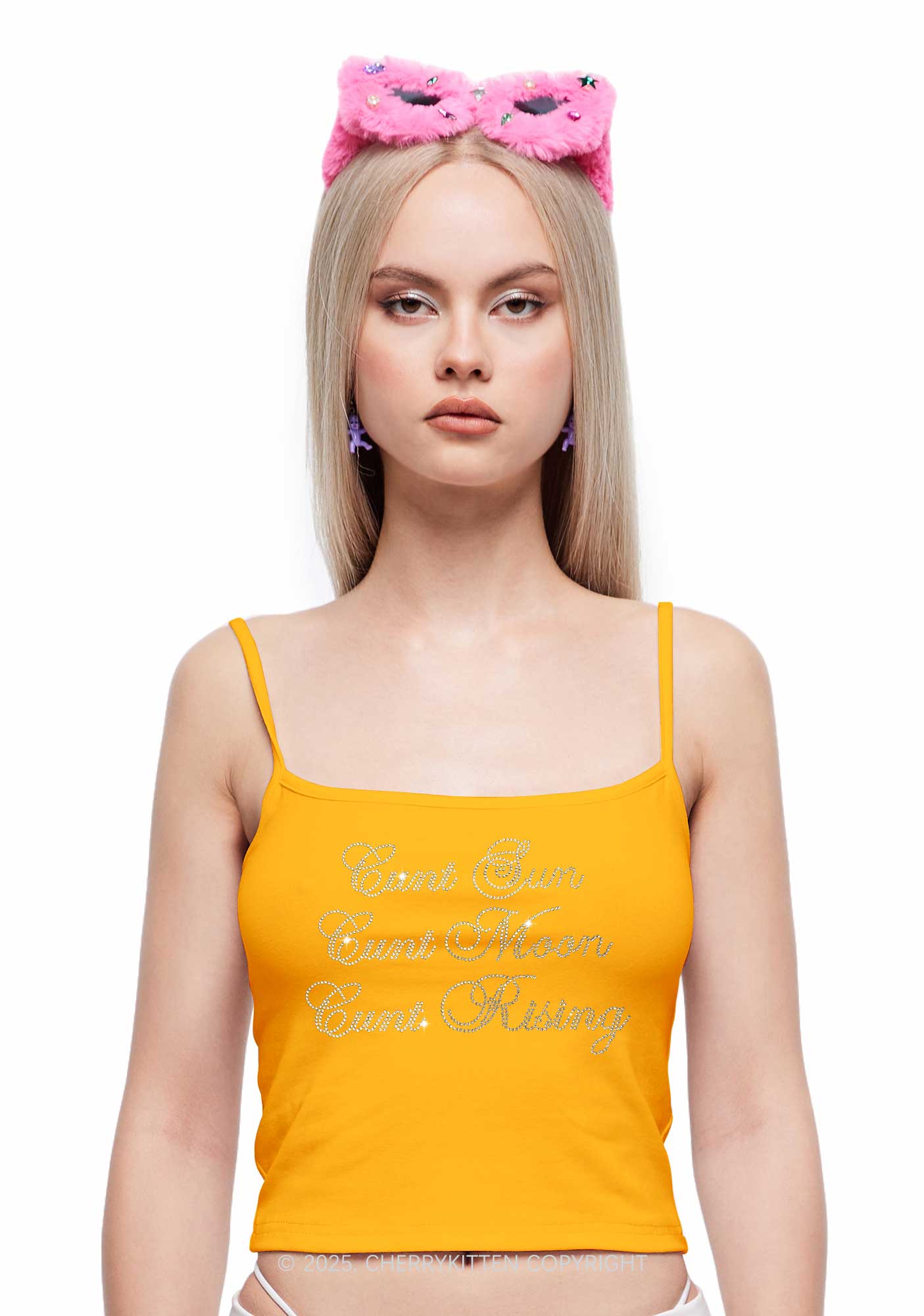 Rhinestone Sun Moon Rising Y2K Spaghetti Strap Cami Cherrykitten - Image 2