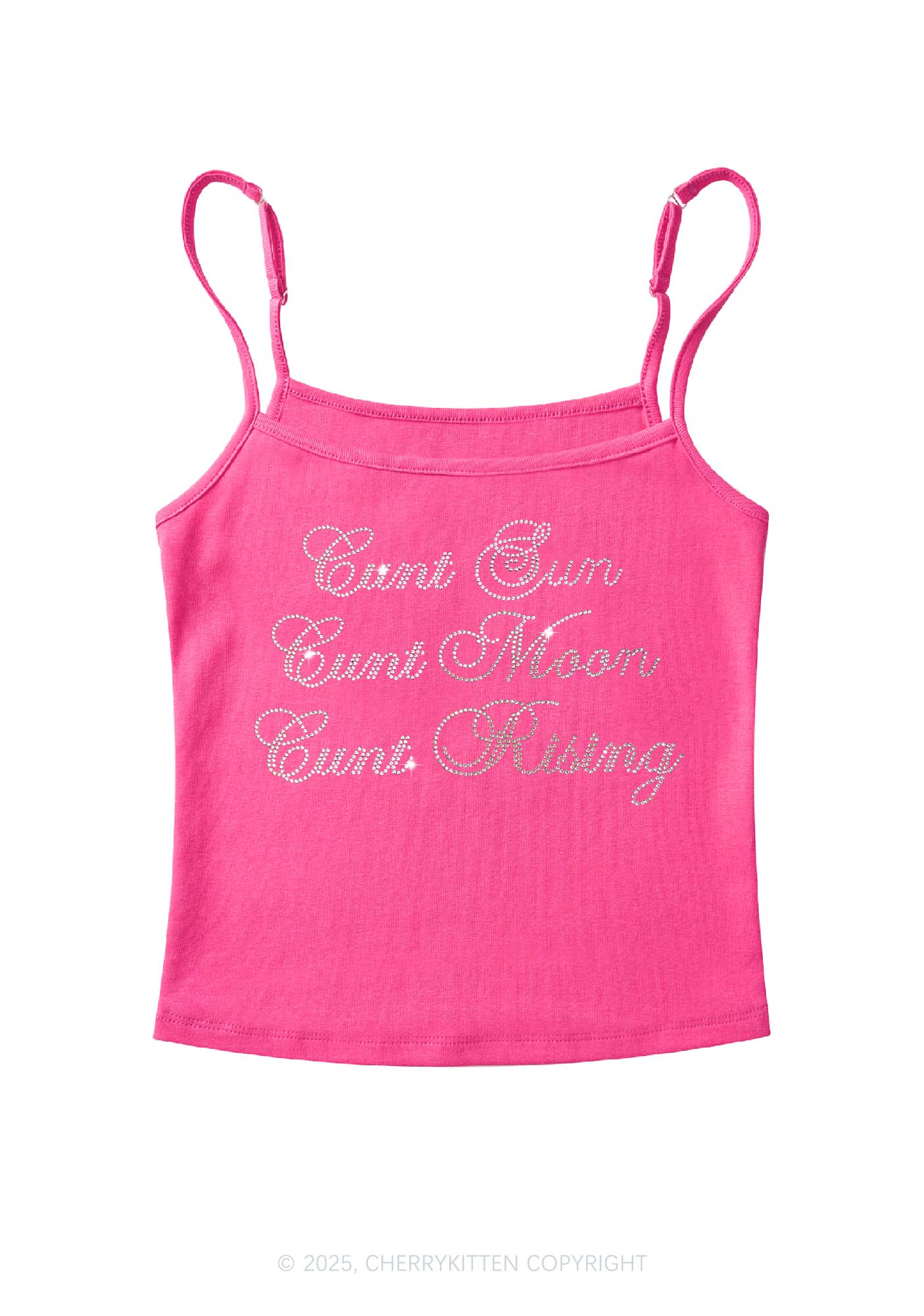 Rhinestone Sun Moon Rising Y2K Spaghetti Strap Cami Cherrykitten - Image 3