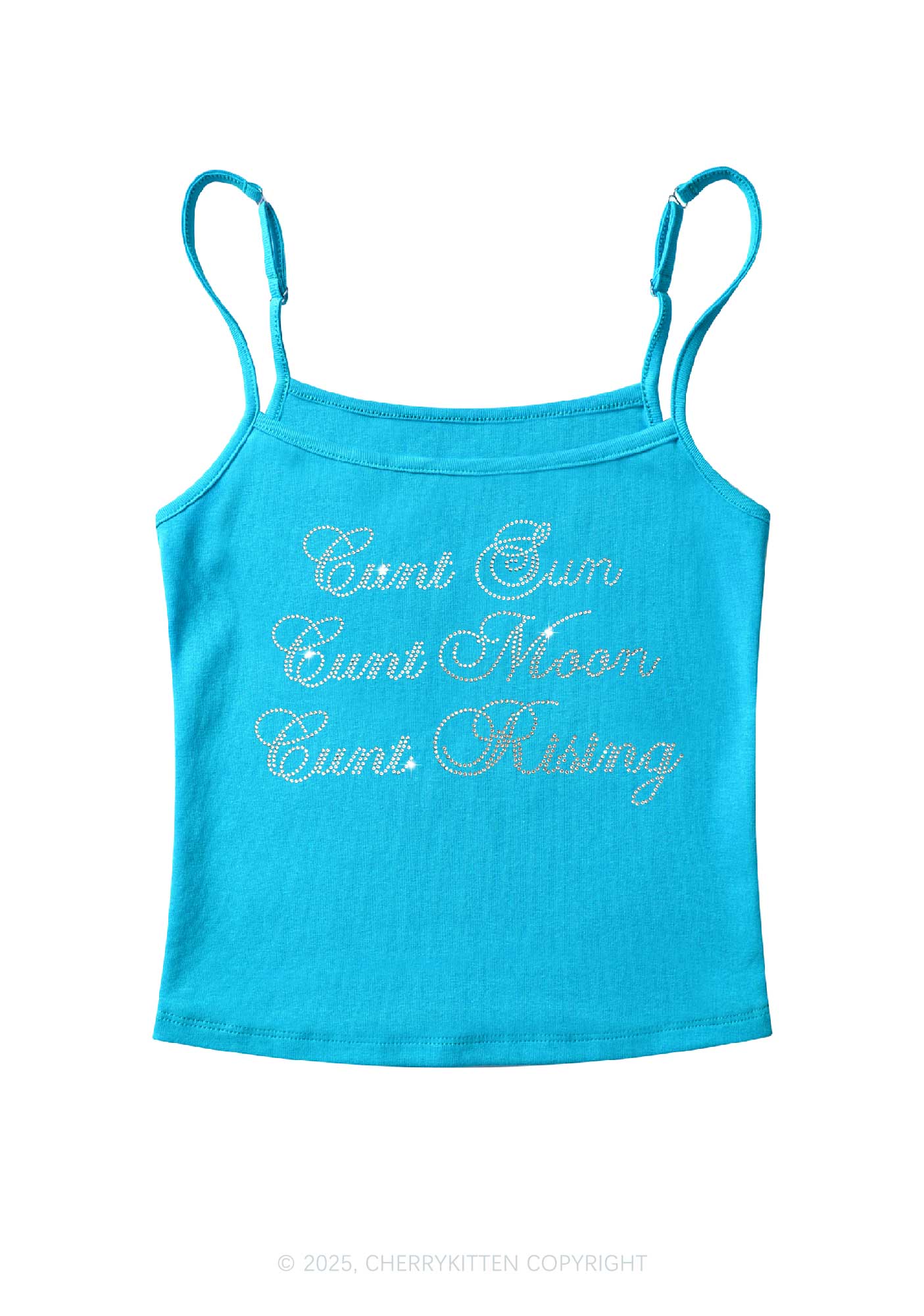 Rhinestone Sun Moon Rising Y2K Spaghetti Strap Cami Cherrykitten - Image 5