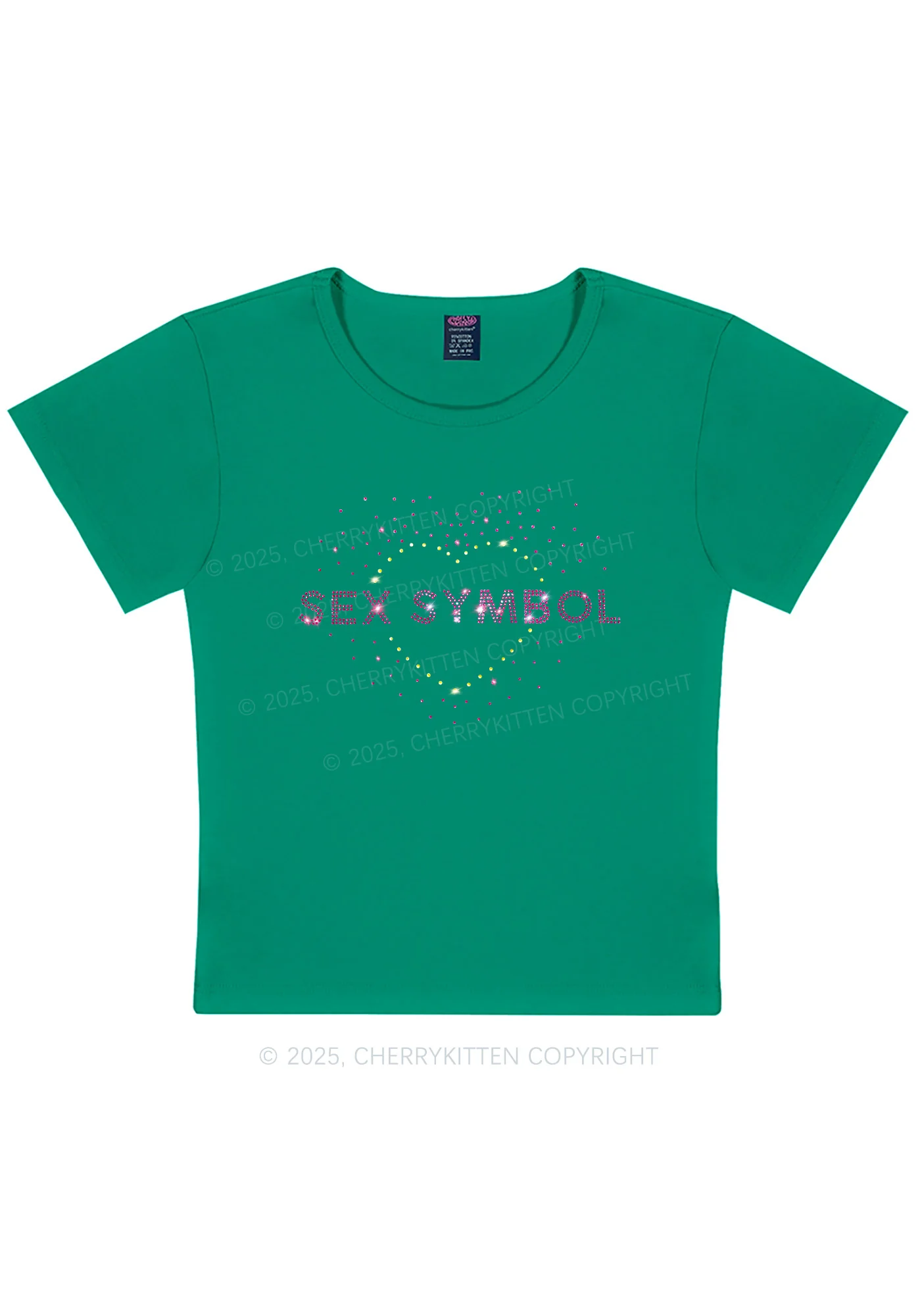Rhinestone Sx Symbol Y2K Baby Tee Cherrykitten - Image 10