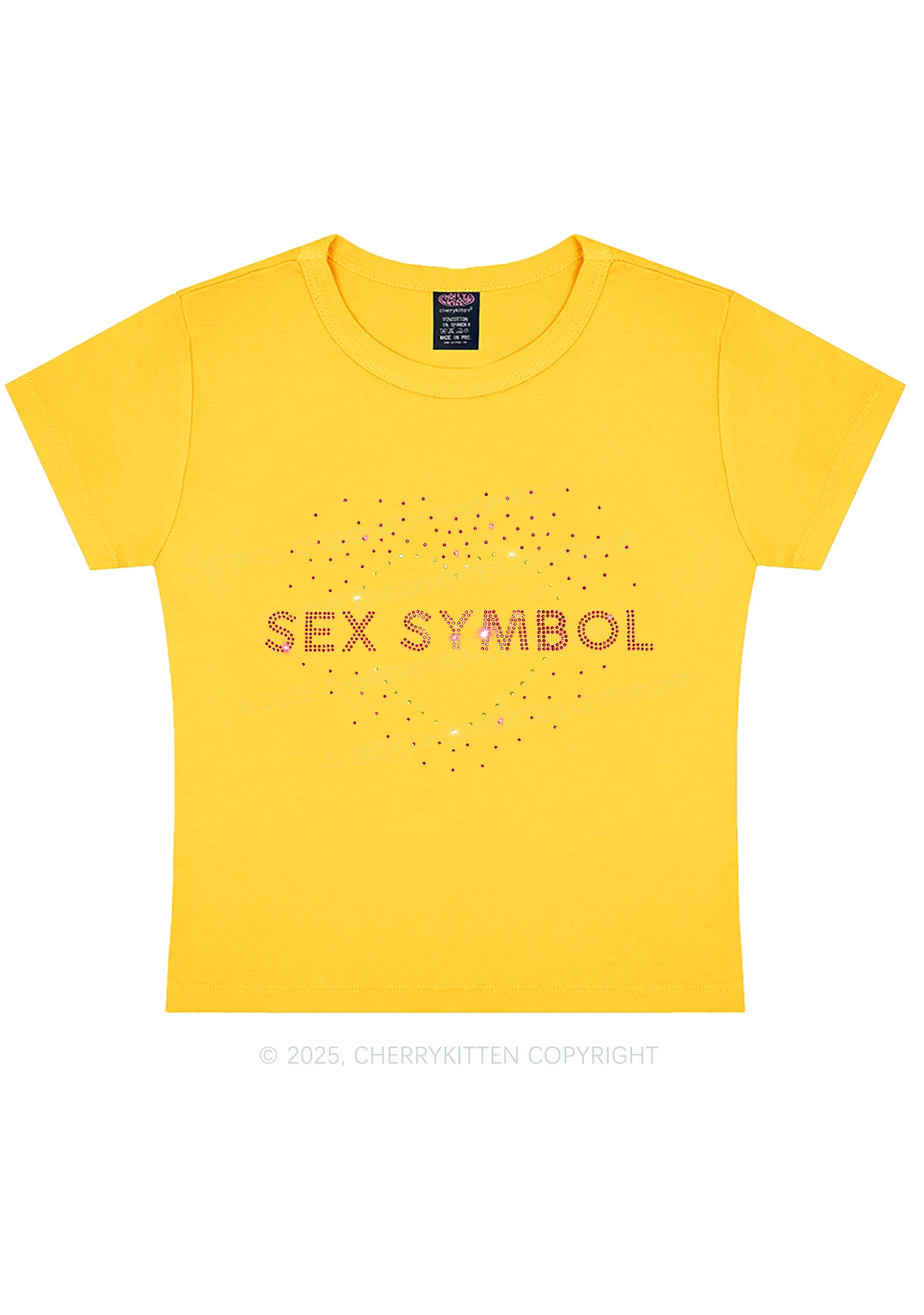 Rhinestone Sx Symbol Y2K Baby Tee Cherrykitten - Image 5