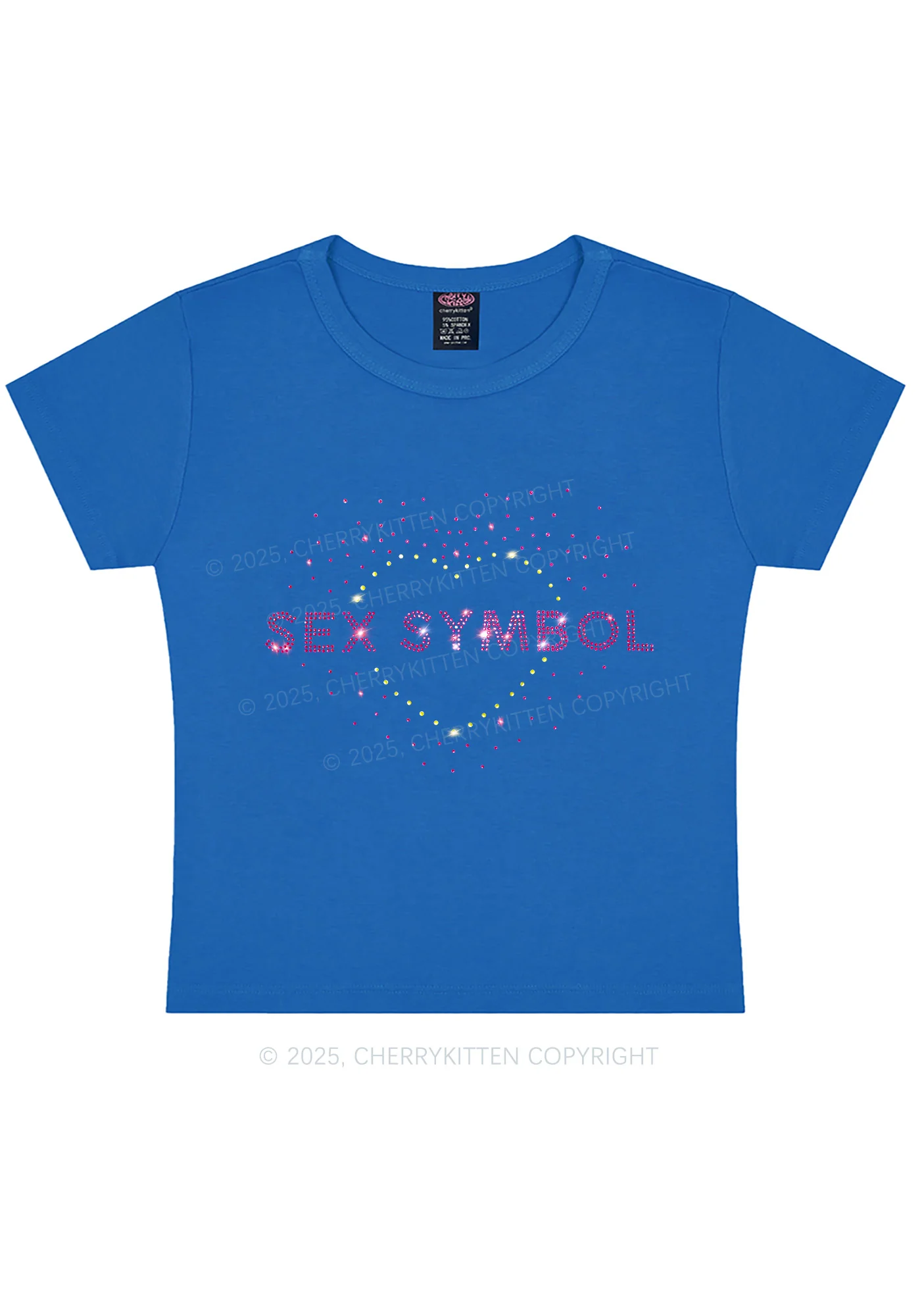 Rhinestone Sx Symbol Y2K Baby Tee Cherrykitten - Image 7
