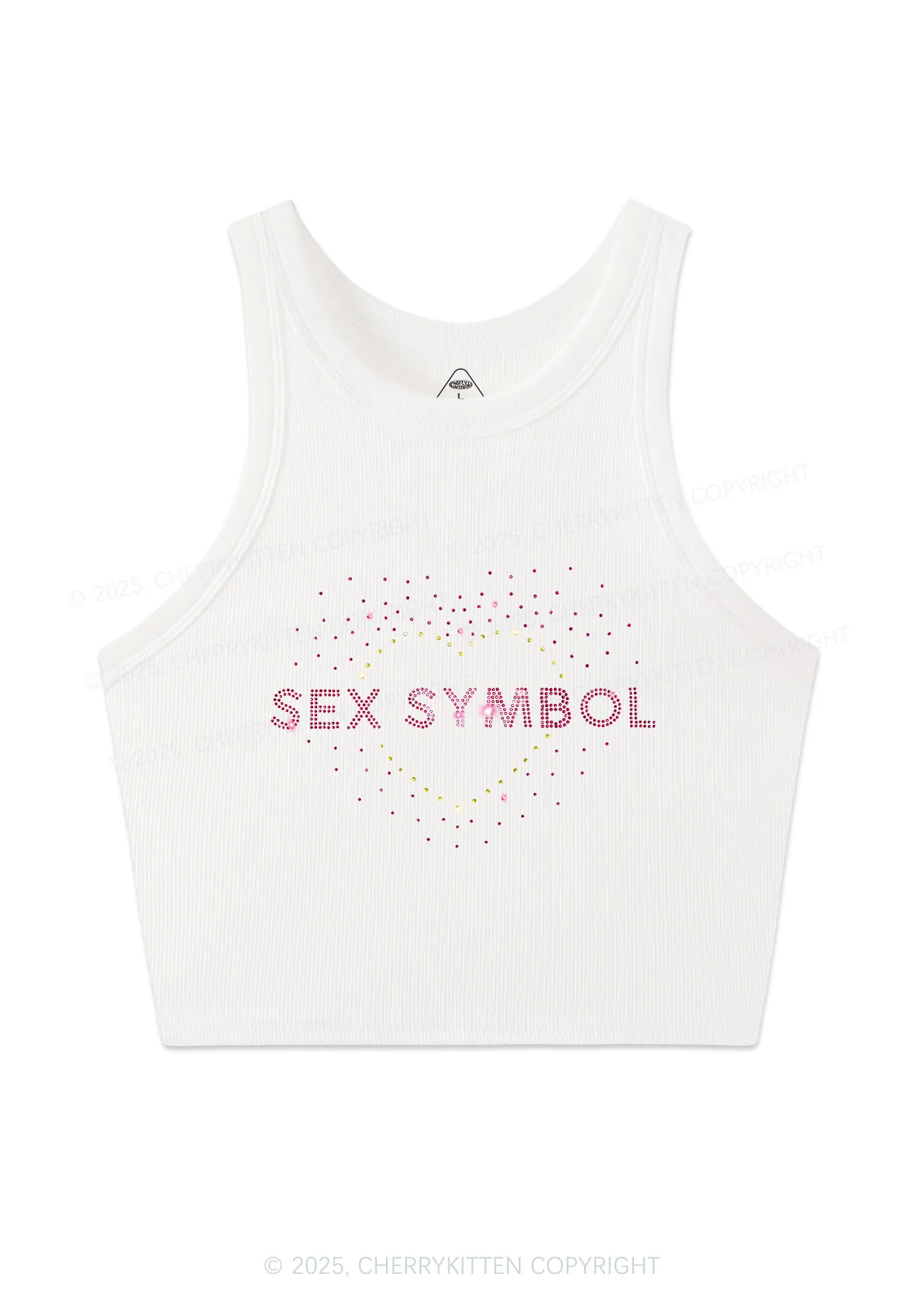 Rhinestone Sx Symbol Y2K Crop Tank Top Cherrykitten - Image 3