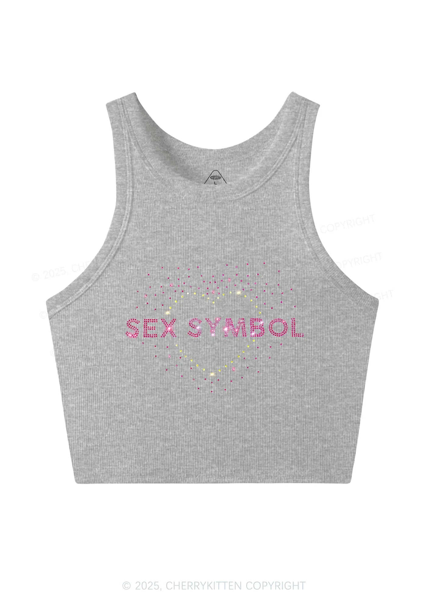 Rhinestone Sx Symbol Y2K Crop Tank Top Cherrykitten - Image 4