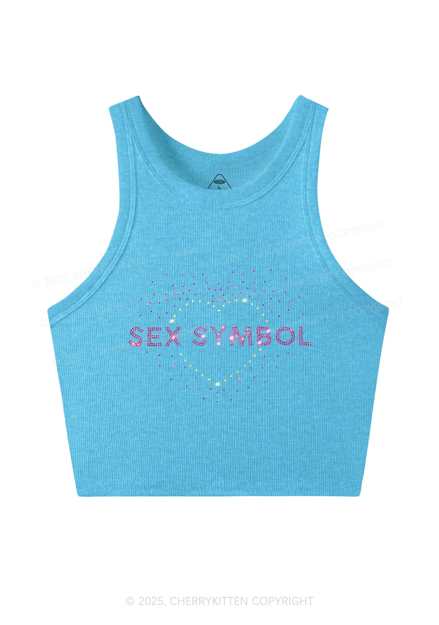 Rhinestone Sx Symbol Y2K Crop Tank Top Cherrykitten - Image 5