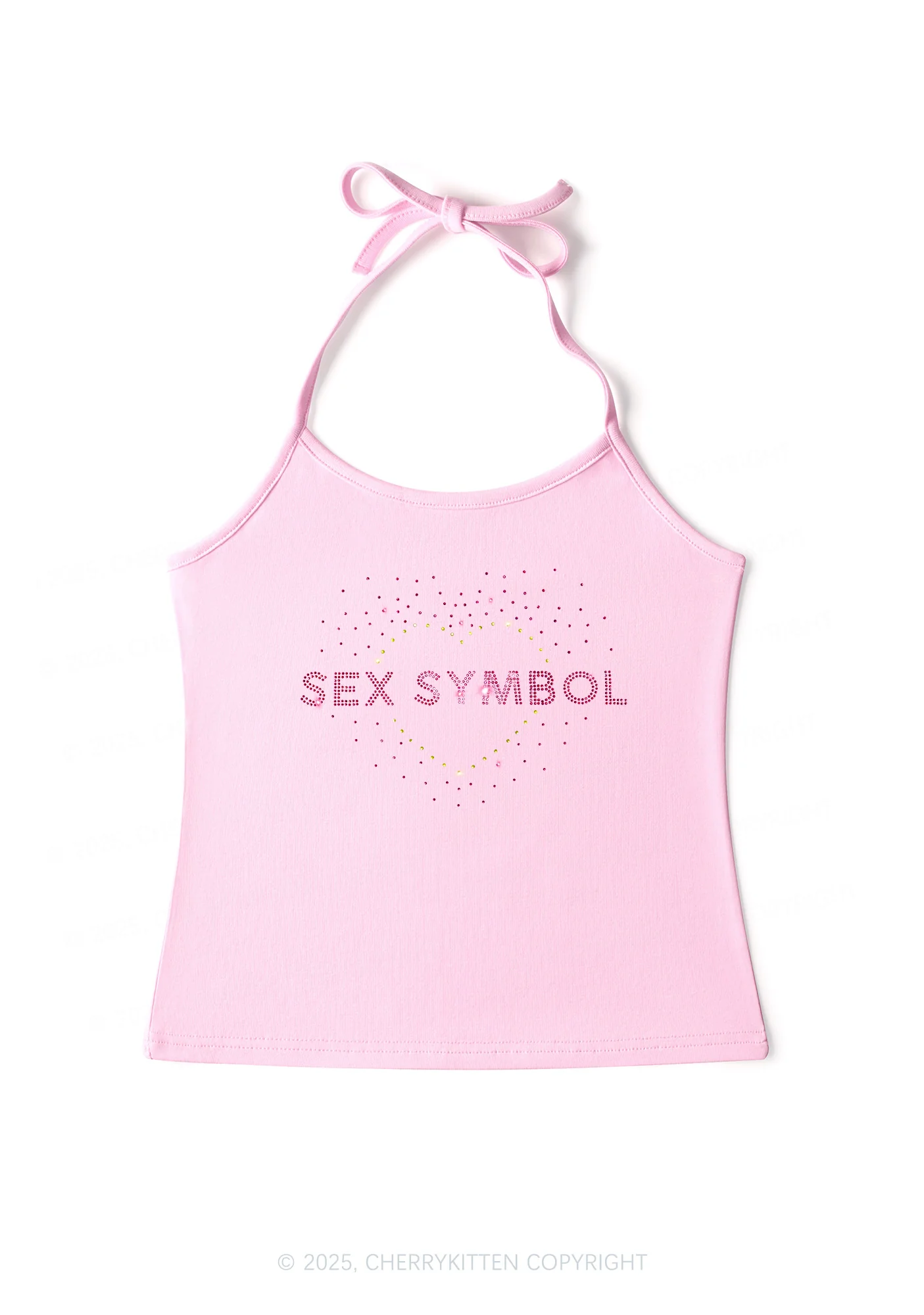 Rhinestone Sx Symbol Y2K Halter Neck Cami Cherrykitten - Image 2