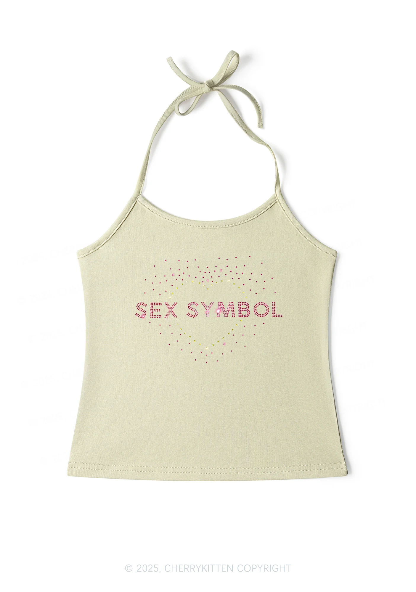 Rhinestone Sx Symbol Y2K Halter Neck Cami Cherrykitten - Image 4