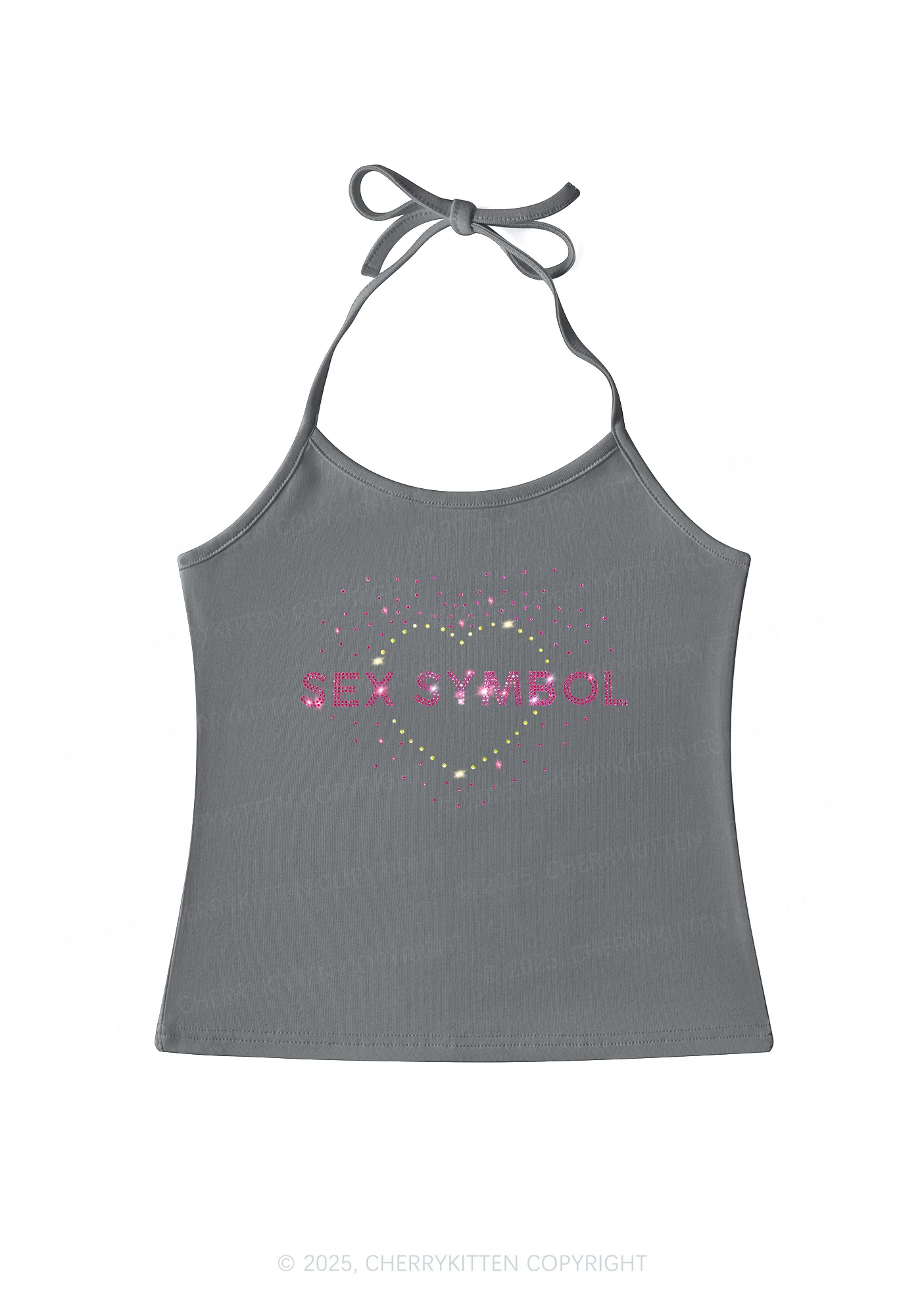 Rhinestone Sx Symbol Y2K Halter Neck Cami Cherrykitten - Image 5