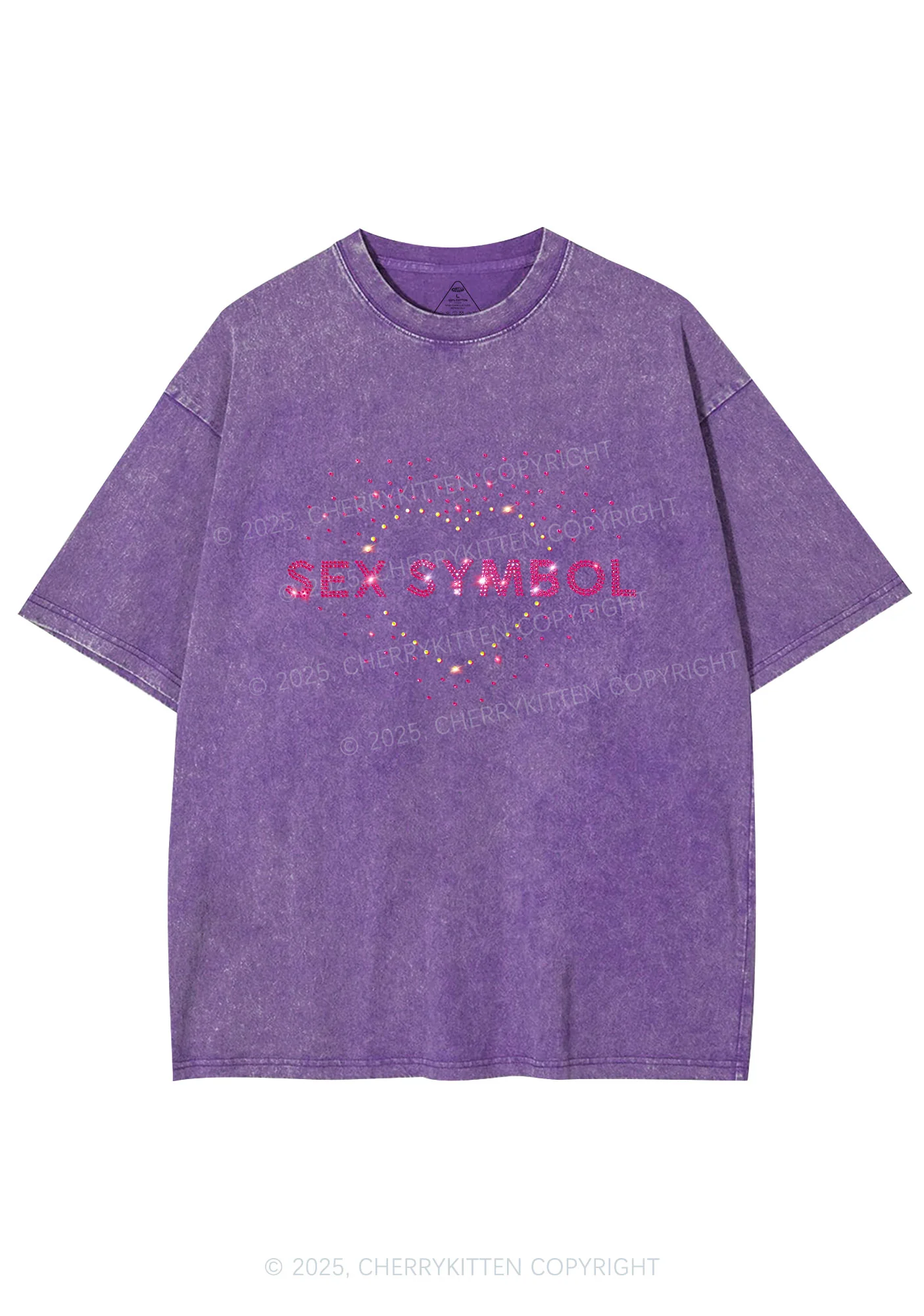 Rhinestone Sx Symbol Y2K Shirts Washed Tee Cherrykitten - Image 4