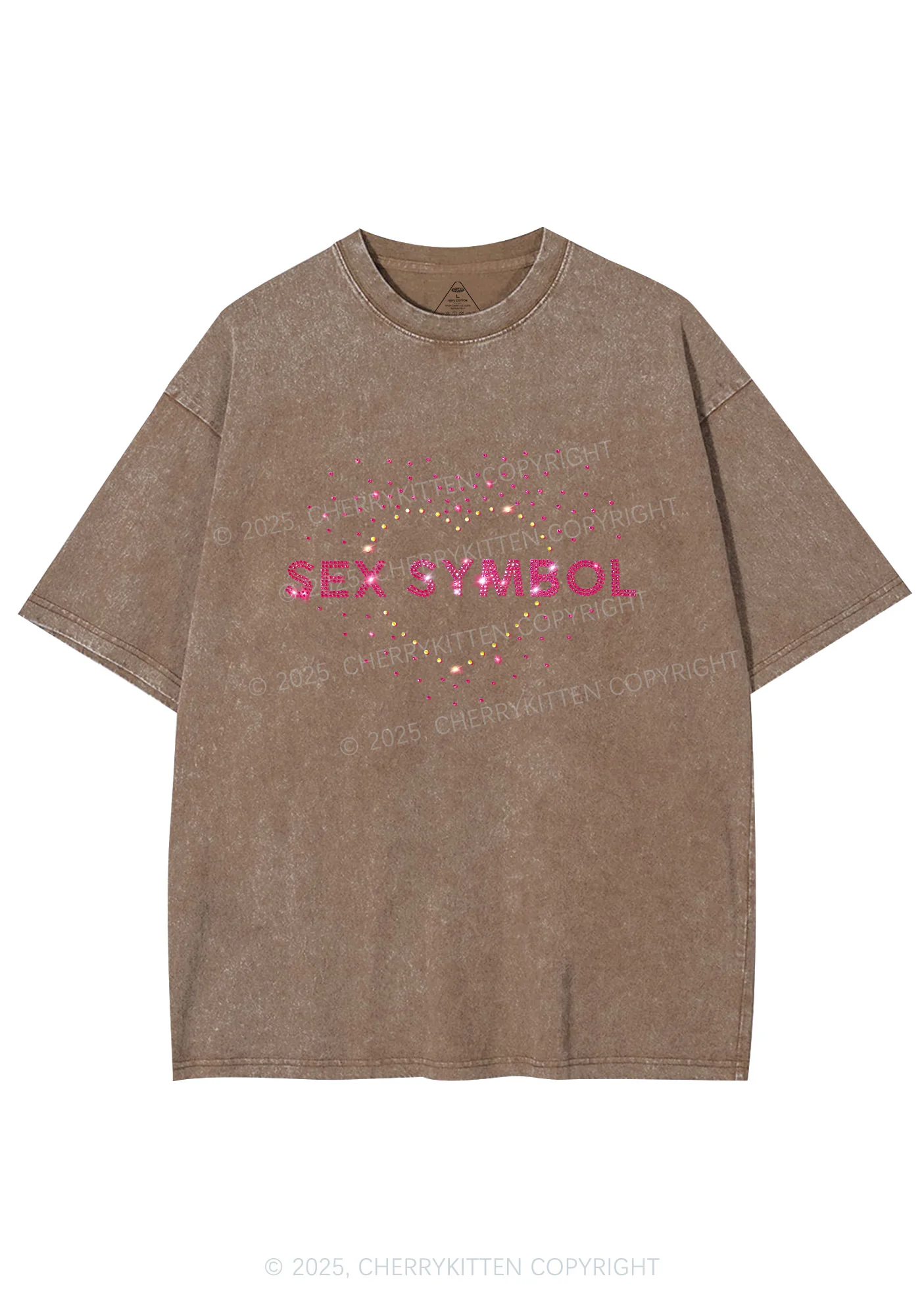 Rhinestone Sx Symbol Y2K Shirts Washed Tee Cherrykitten - Image 7