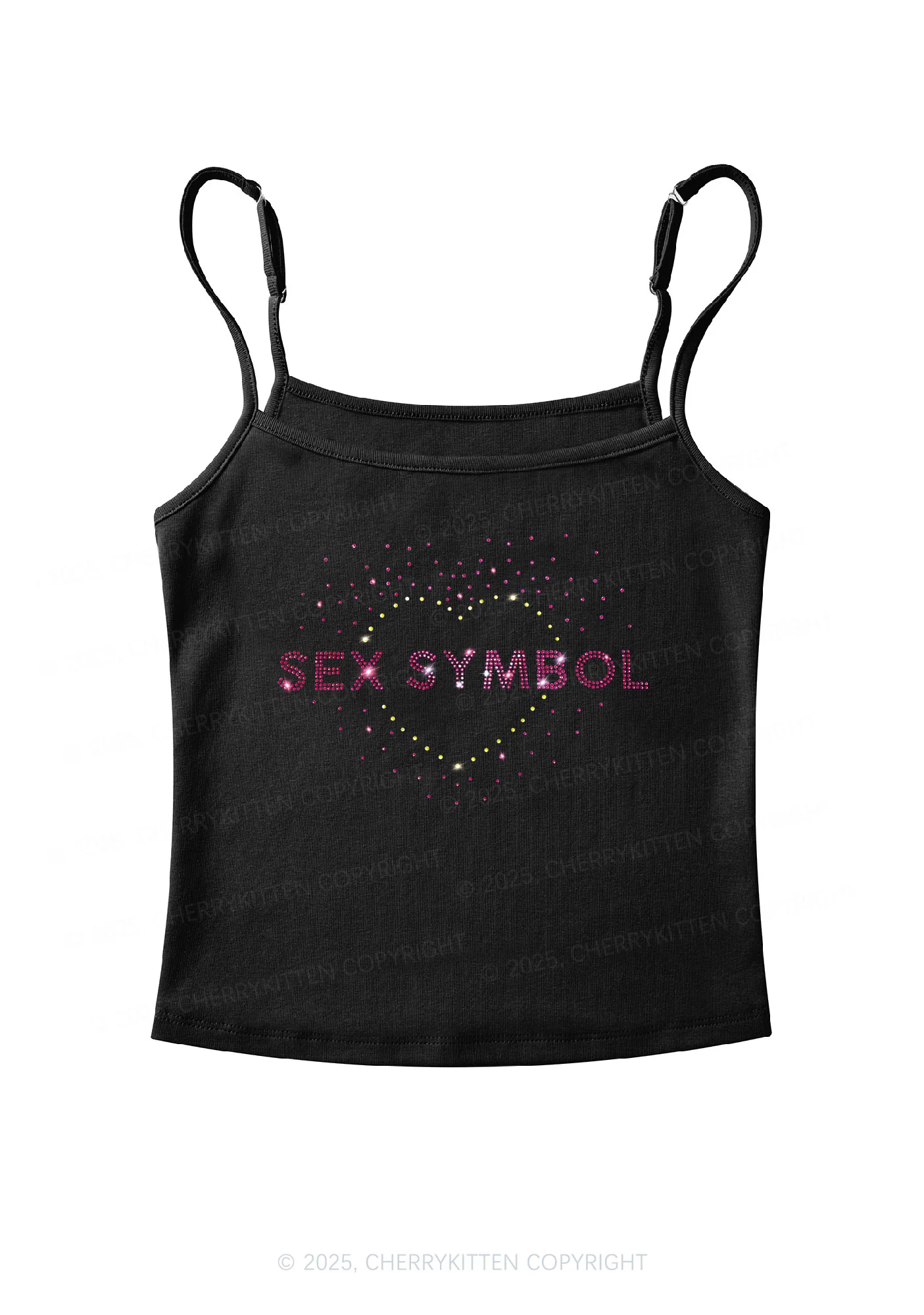 Rhinestone Sx Symbol Y2K Spaghetti Strap Cami Cherrykitten - Image 3
