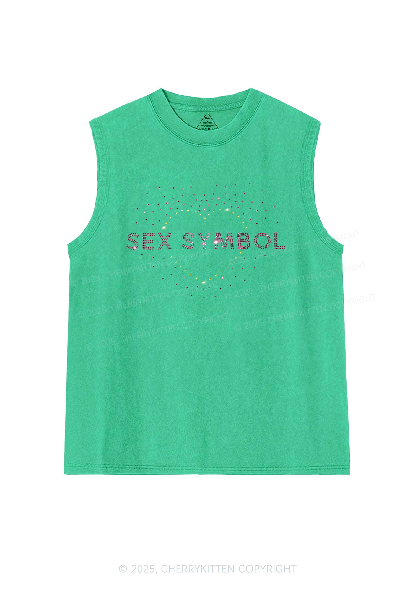 Rhinestone Sx Symbol Y2K Washed Muscle Tank Cherrykitten - Image 7