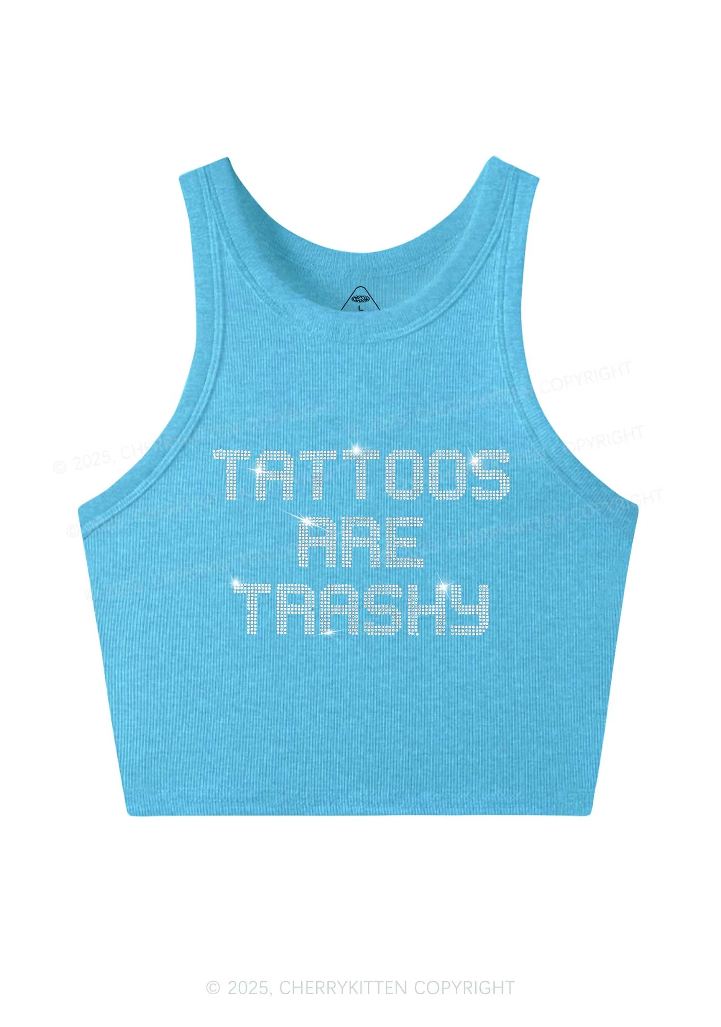 Rhinestone Tattoos Are Trashy Y2K Crop Tank Top Cherrykitten - Image 3