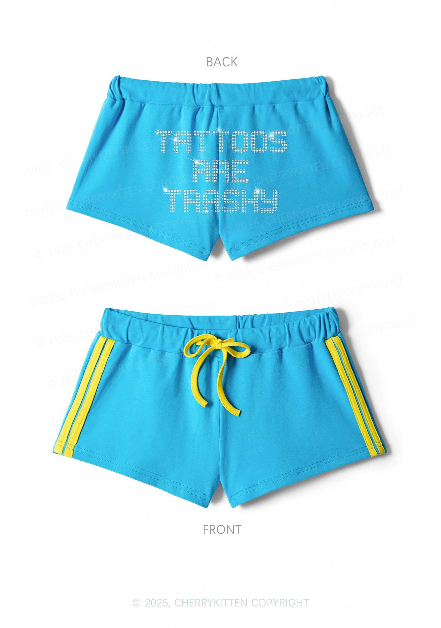 Rhinestone Tattoos Are Trashy Y2K Drawstring Mini Shorts Cherrykitten - Image 5