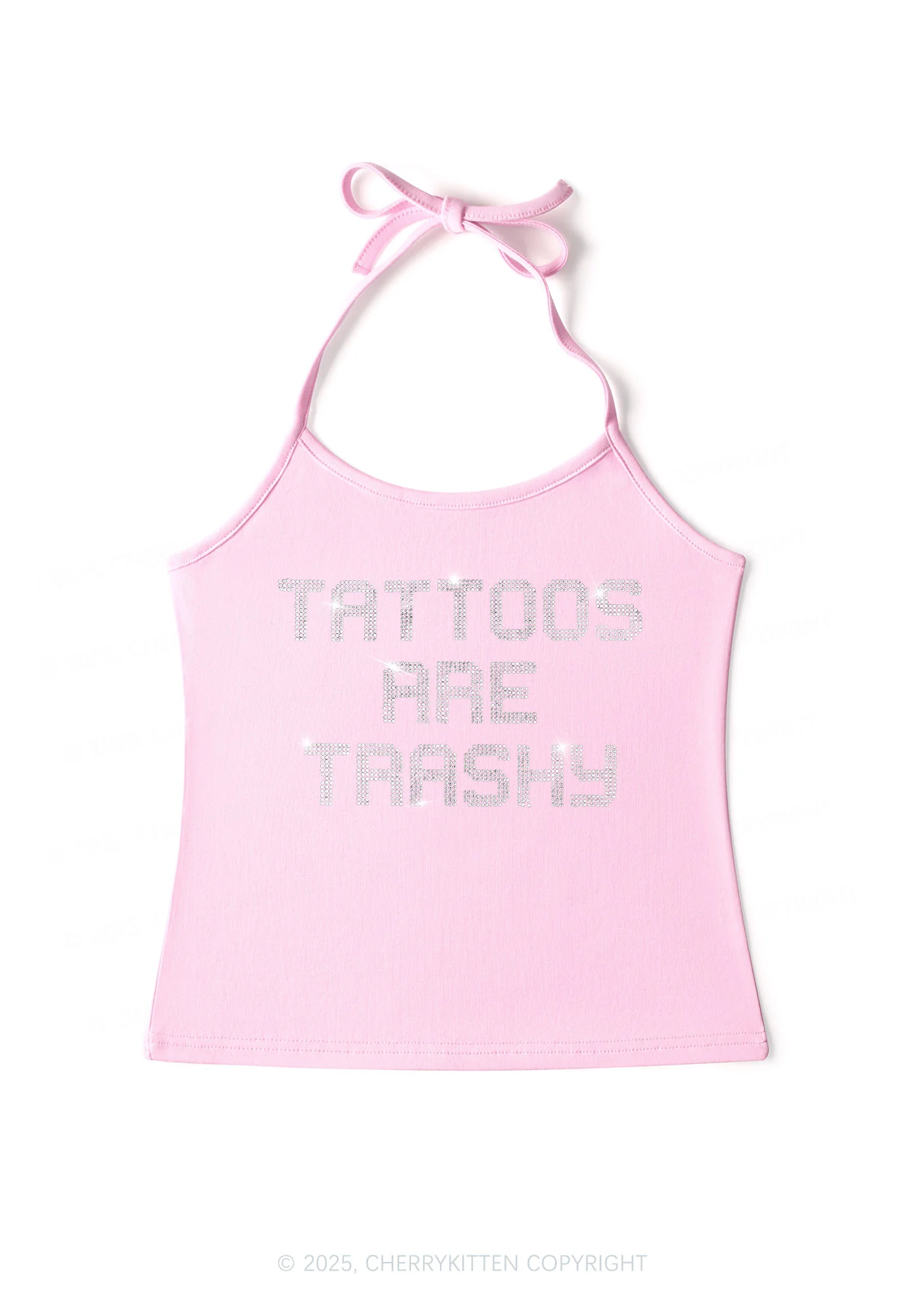 Rhinestone Tattoos Are Trashy Y2K Halter Neck Cami Cherrykitten - Image 3