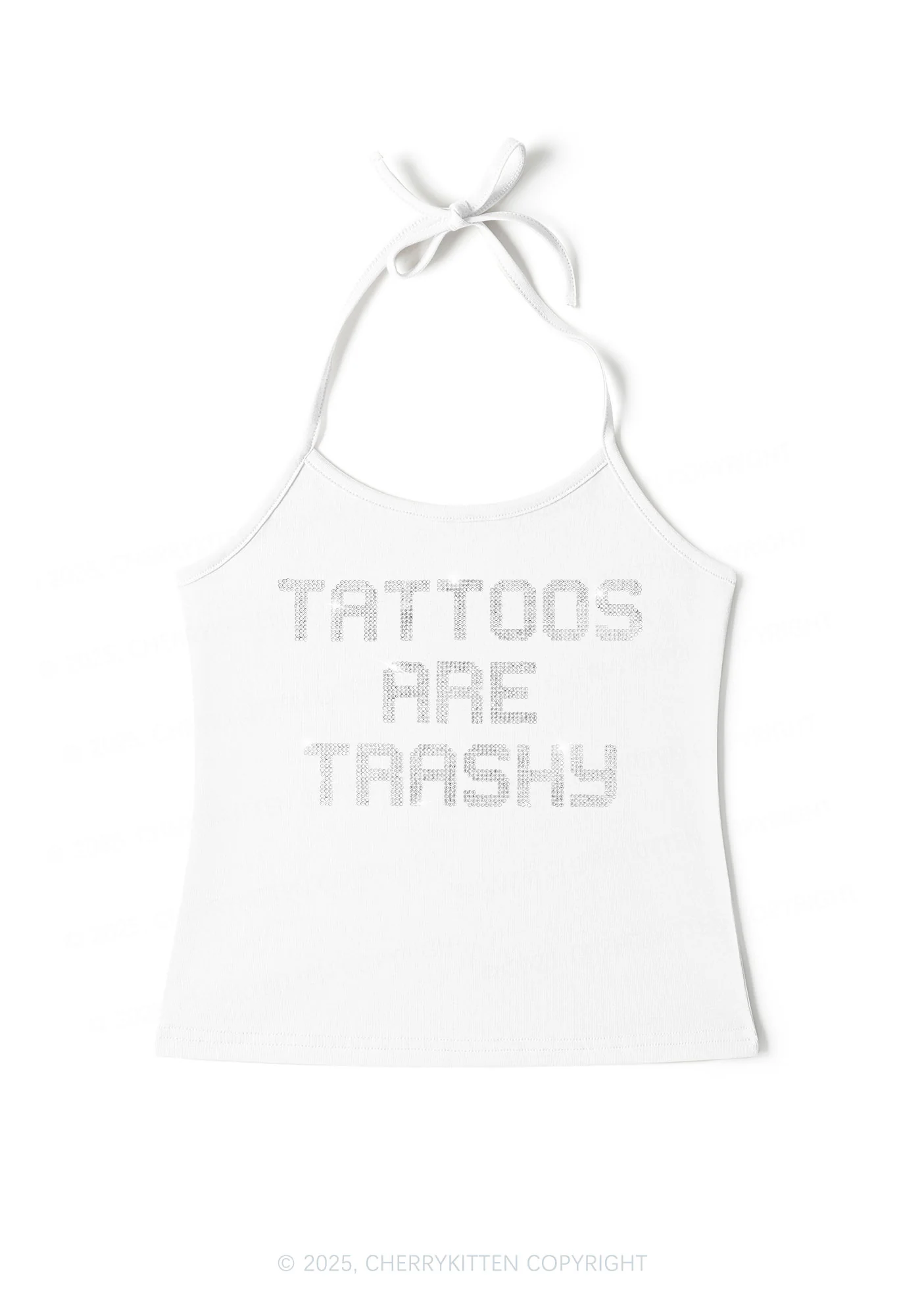 Rhinestone Tattoos Are Trashy Y2K Halter Neck Cami Cherrykitten - Image 4