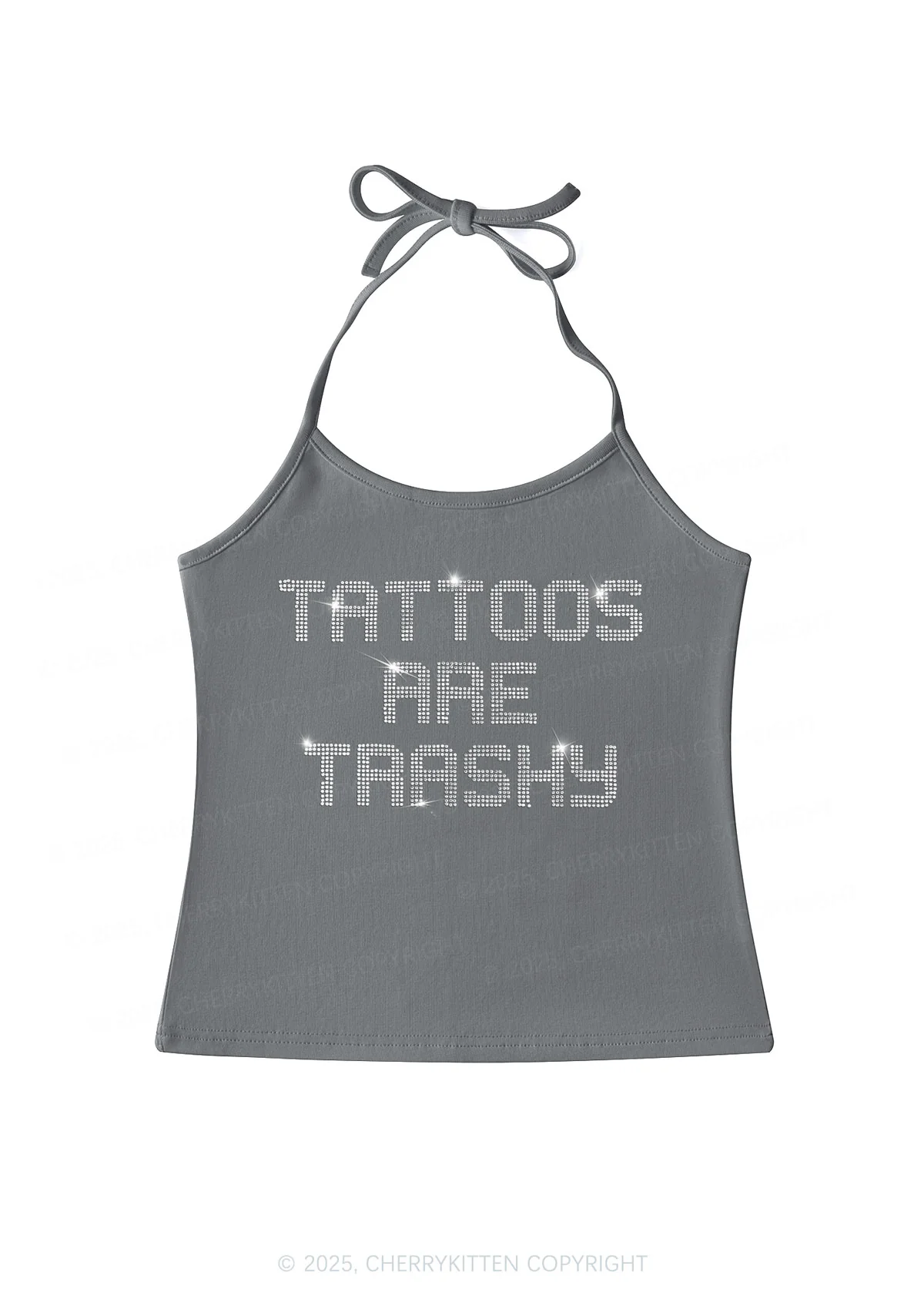 Rhinestone Tattoos Are Trashy Y2K Halter Neck Cami Cherrykitten - Image 5