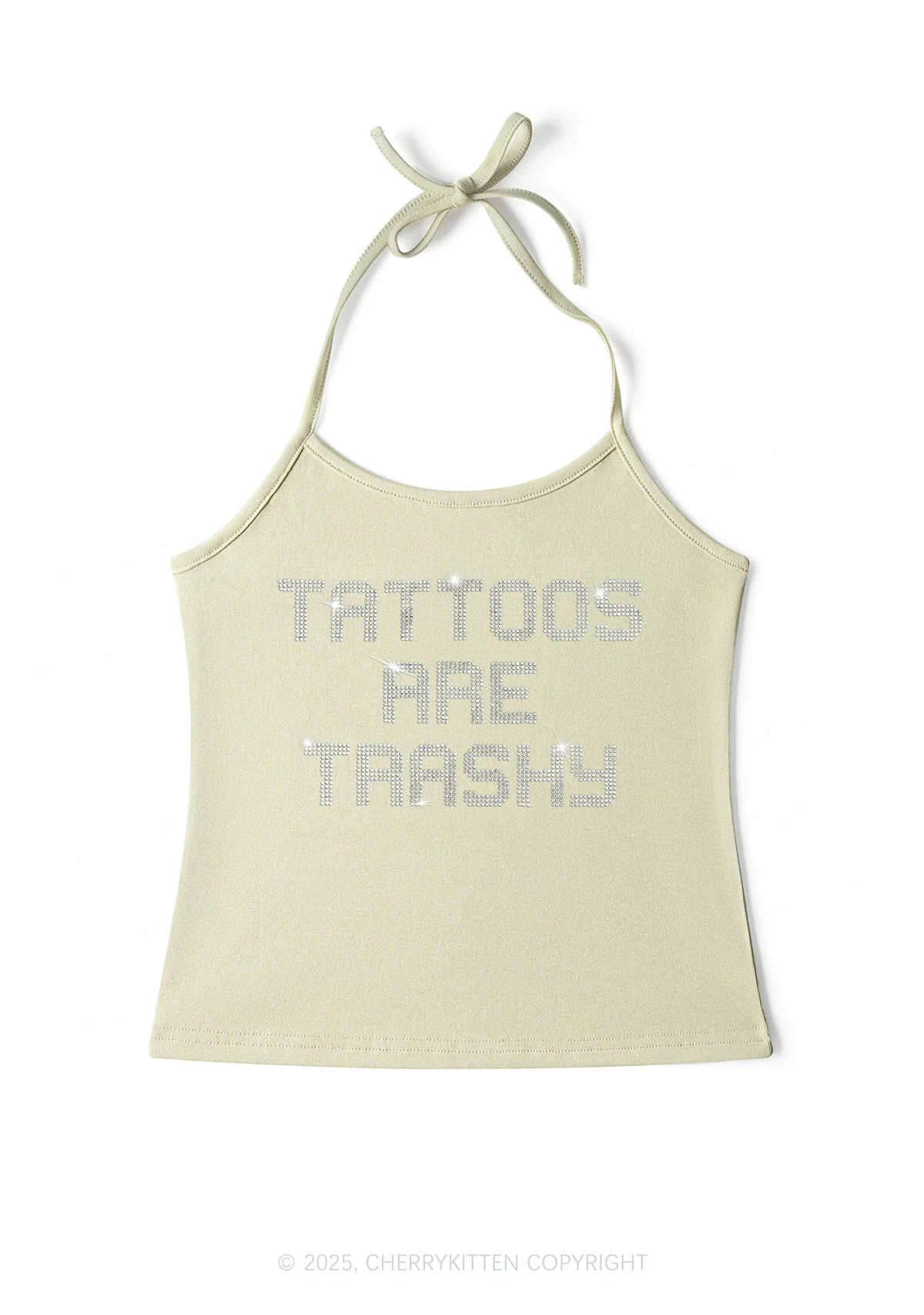 Rhinestone Tattoos Are Trashy Y2K Halter Neck Cami Cherrykitten - Image 6