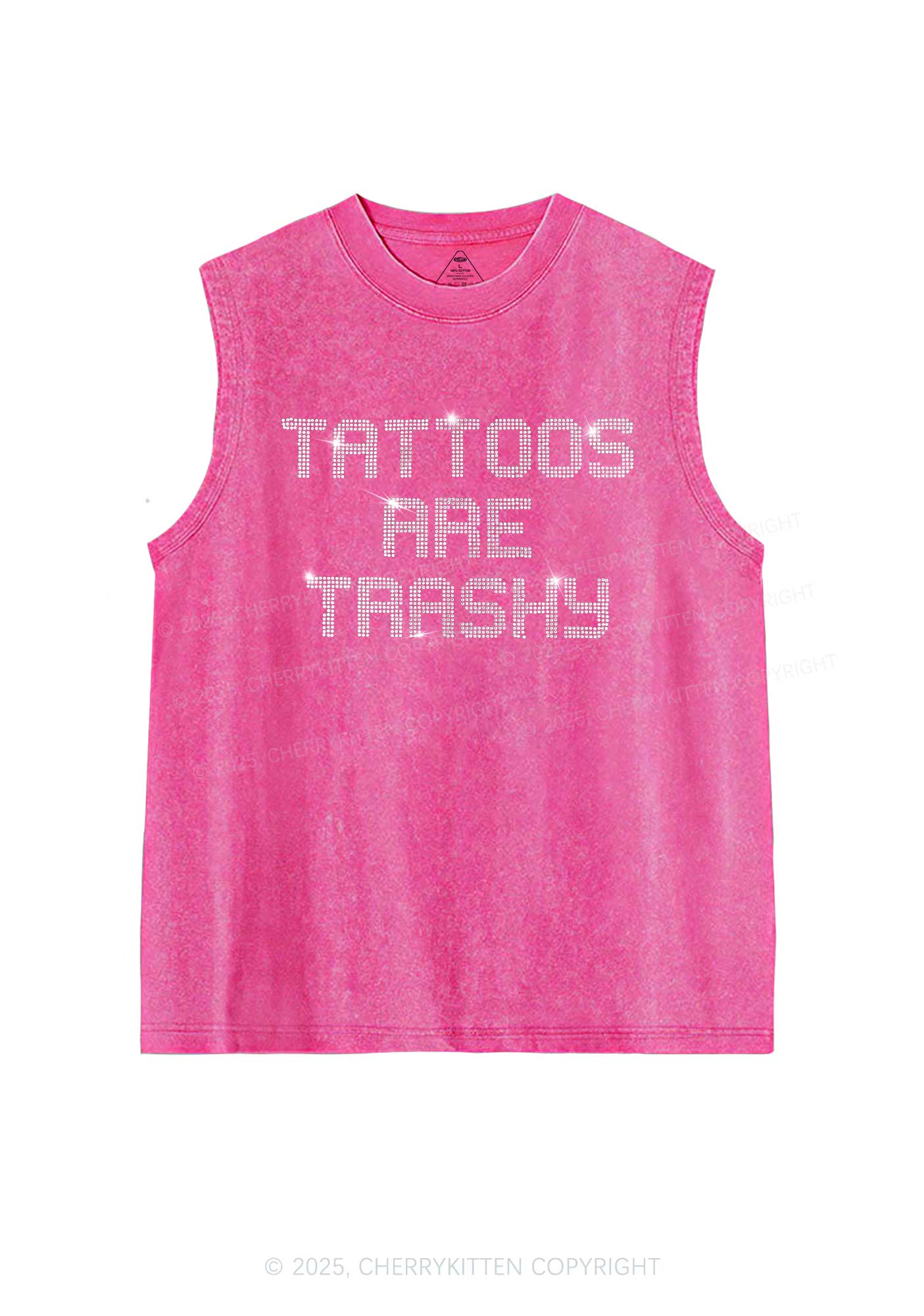 Rhinestone Tattoos Are Trashy Y2K Washed Muscle Tank Cherrykitten - Image 3