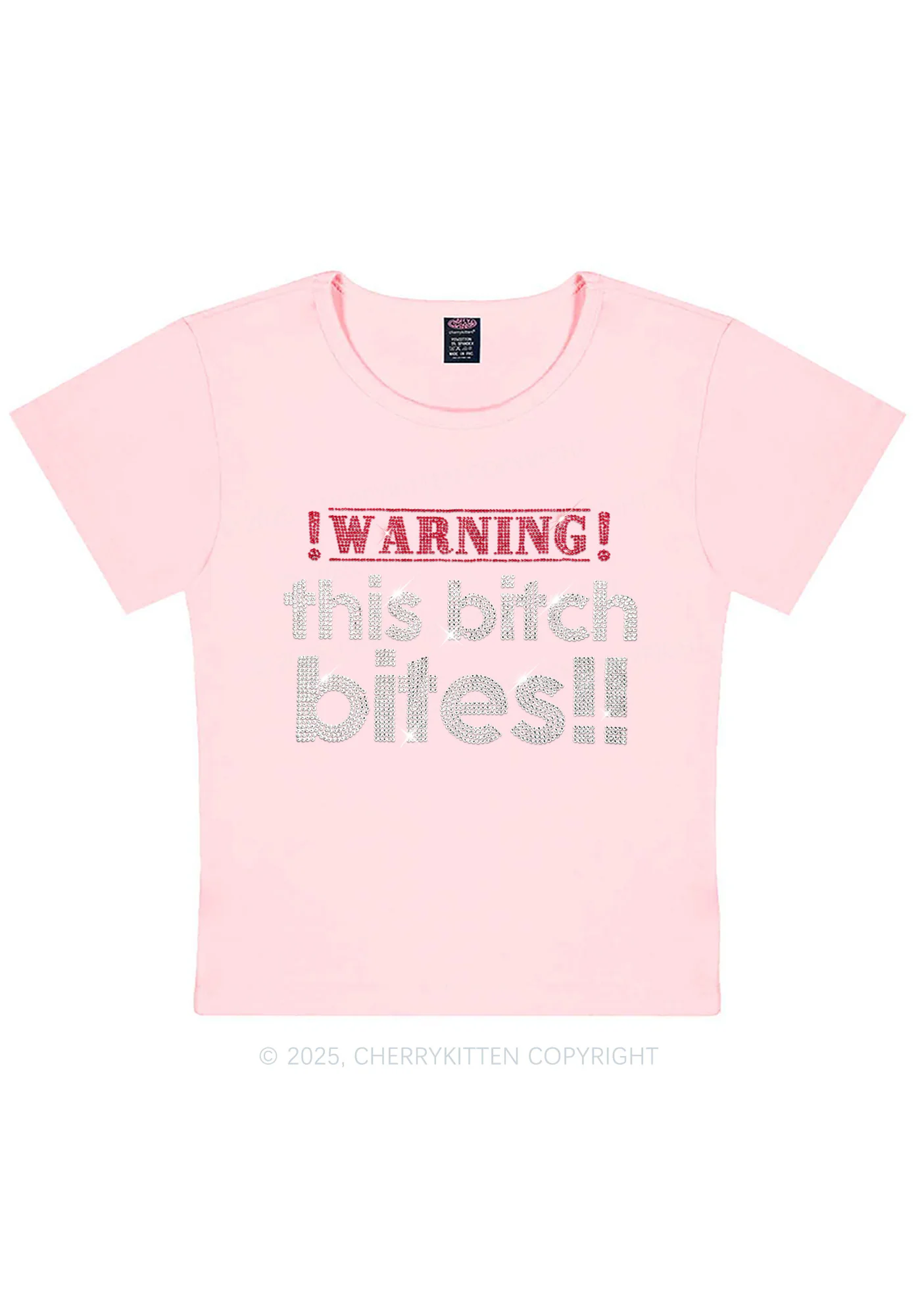 Rhinestone This Bxxch Bites Y2K Baby Tee Cherrykitten - Image 11