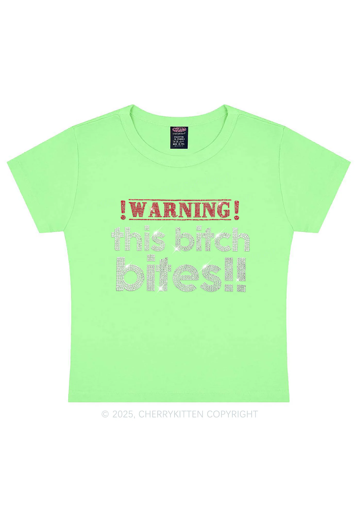 Rhinestone This Bxxch Bites Y2K Baby Tee Cherrykitten - Image 12