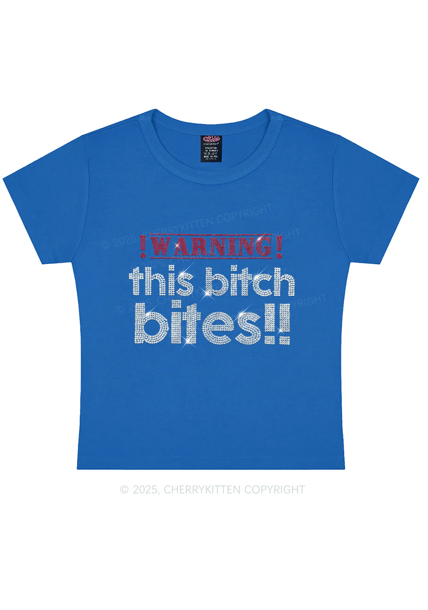 Rhinestone This Bxxch Bites Y2K Baby Tee Cherrykitten - Image 3