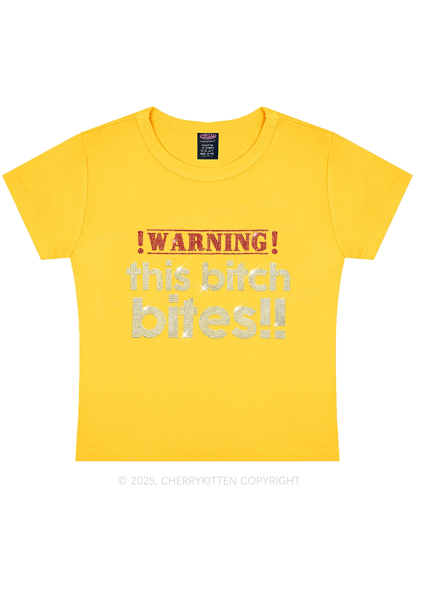 Rhinestone This Bxxch Bites Y2K Baby Tee Cherrykitten - Image 5