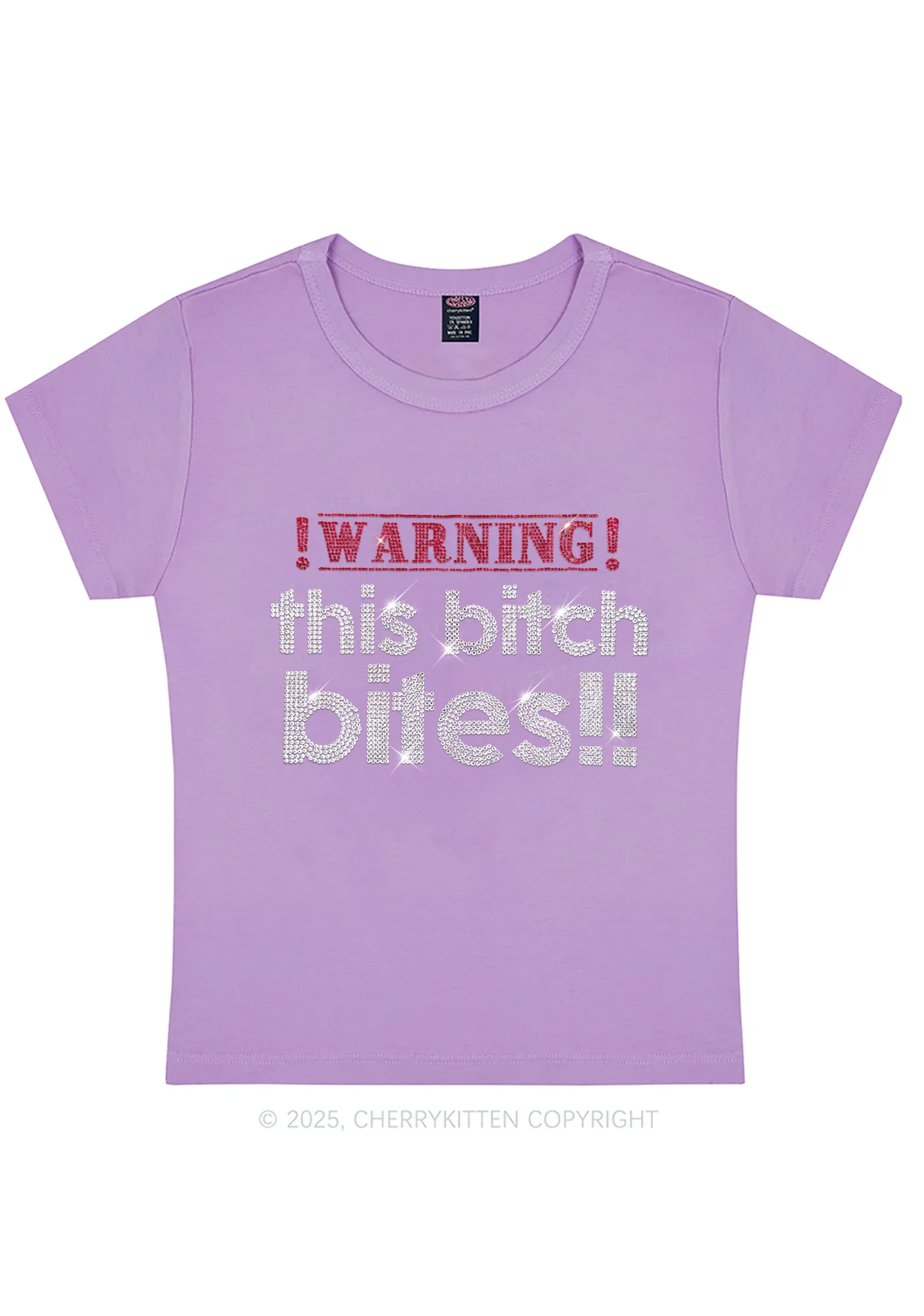 Rhinestone This Bxxch Bites Y2K Baby Tee Cherrykitten - Image 7